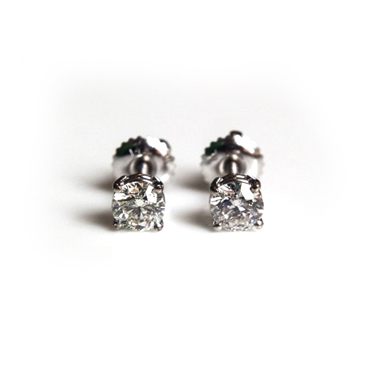 Women’s White Platinum Natural Diamond Stud Earrings Vicstonenyc Fine Jewelry