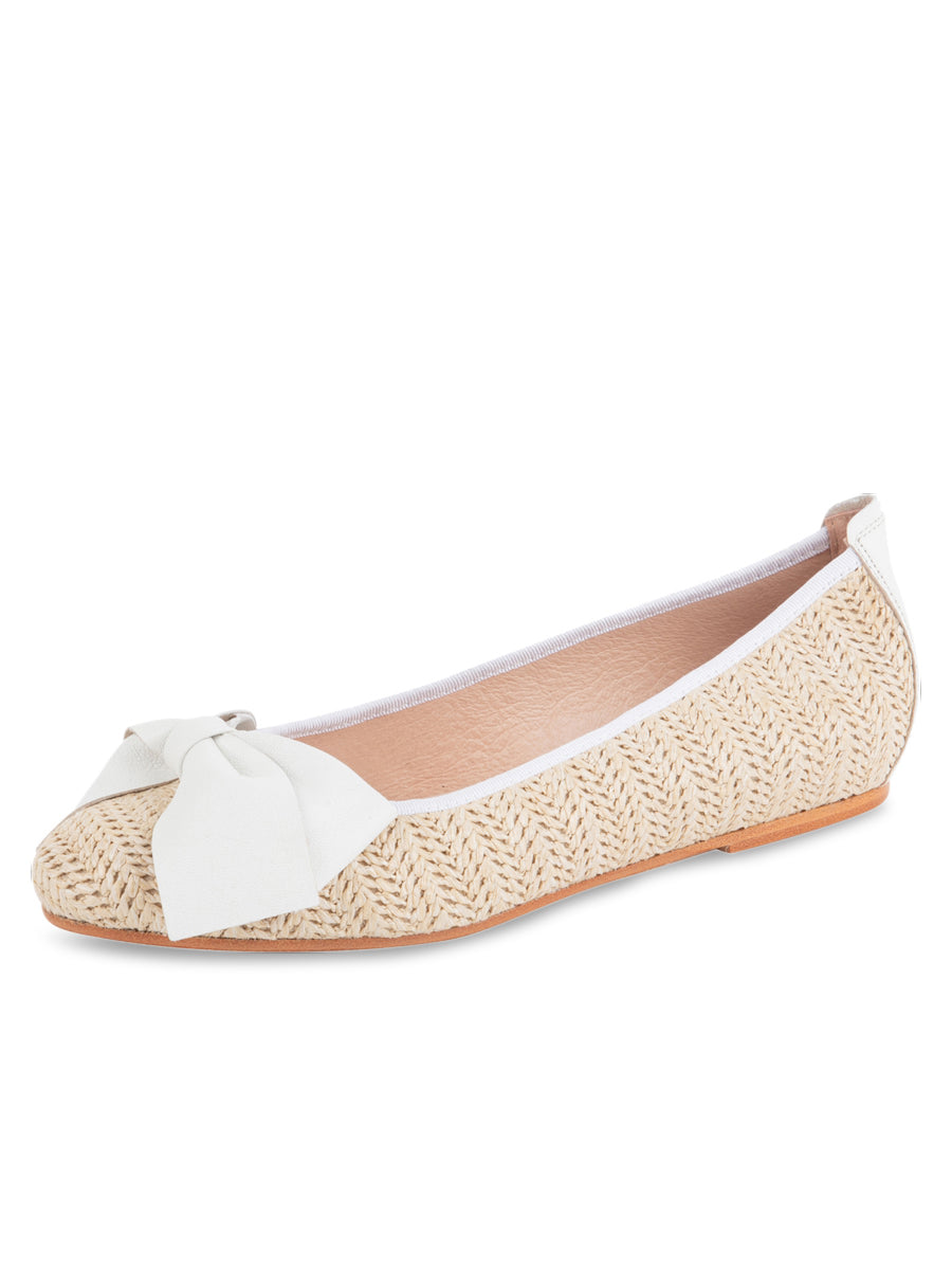 Women’s St. Tropez Raffia Ballet Flat White 8 Uk Patricia Green