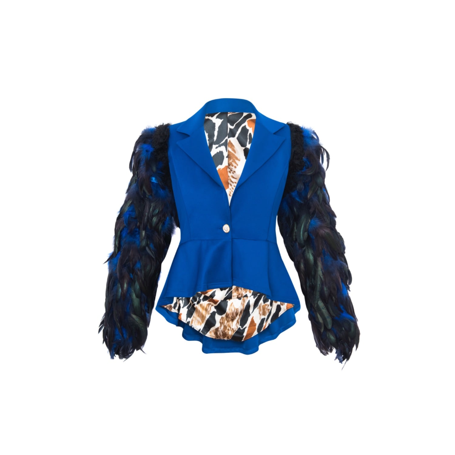 Toma Women's Blue Feather Blazer In Blue