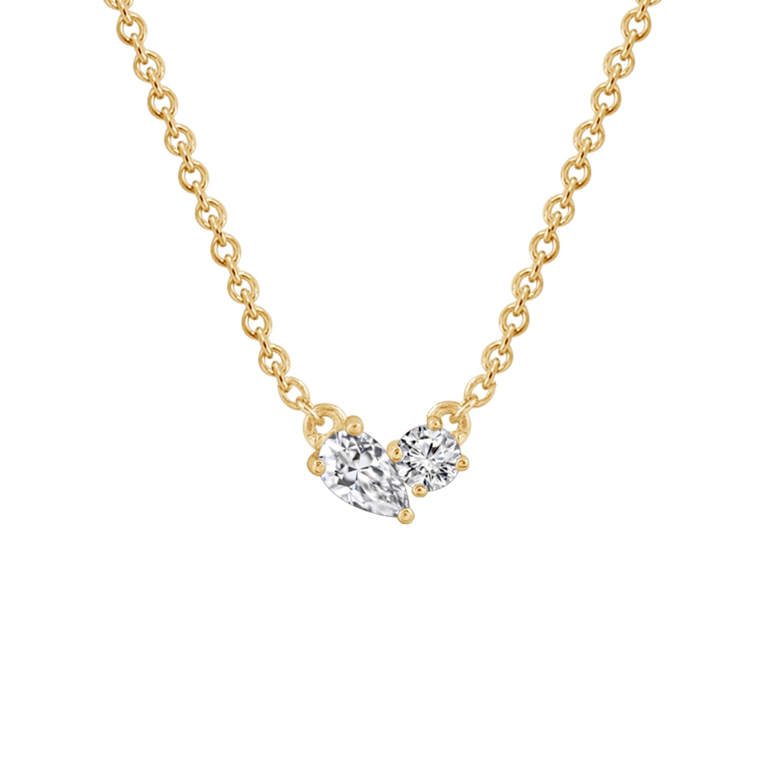 Women's Yellow Lab Grown Diamond Asymmetric Two-Stone Cluster Necklace | Kiera