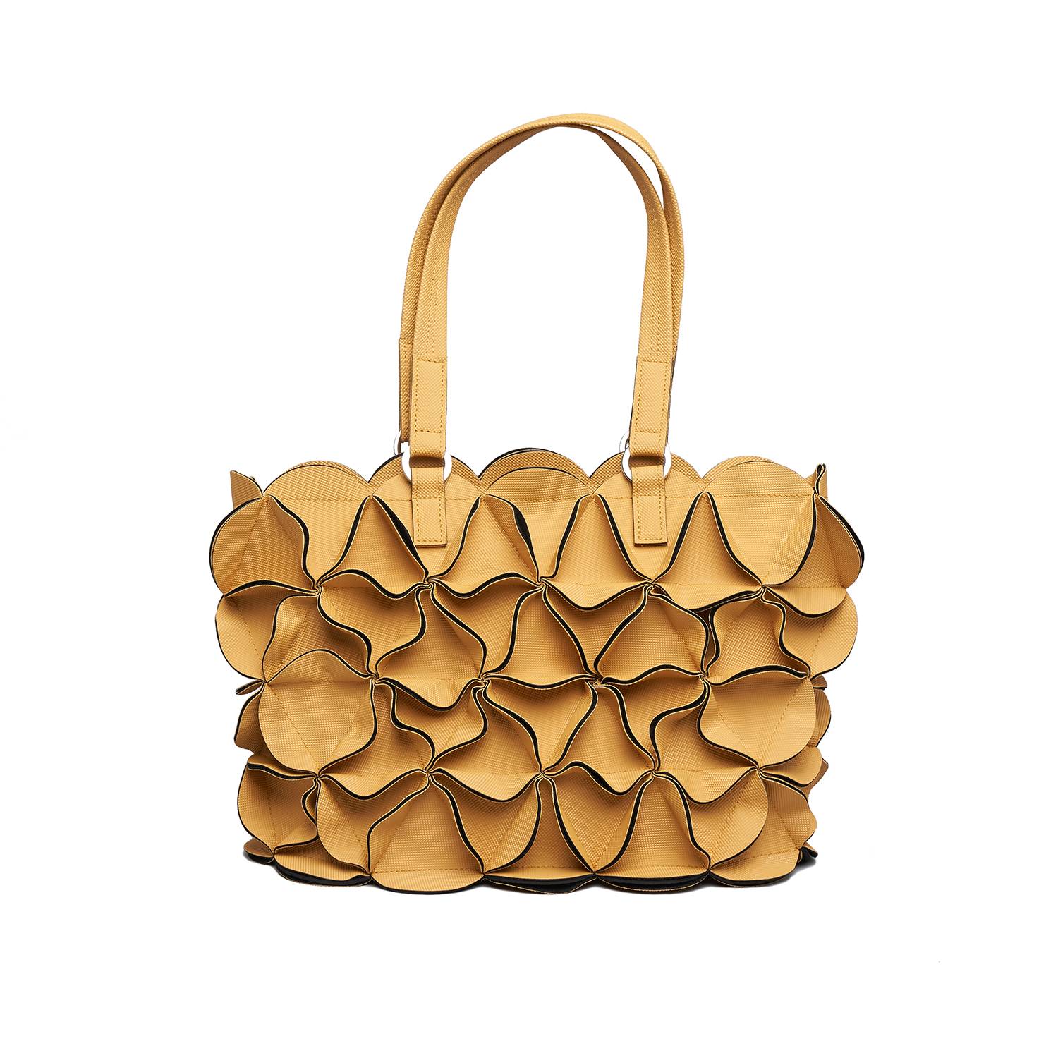 Women's Yellow Blossom Rectangle Tote Bag - Mustard | Elemood