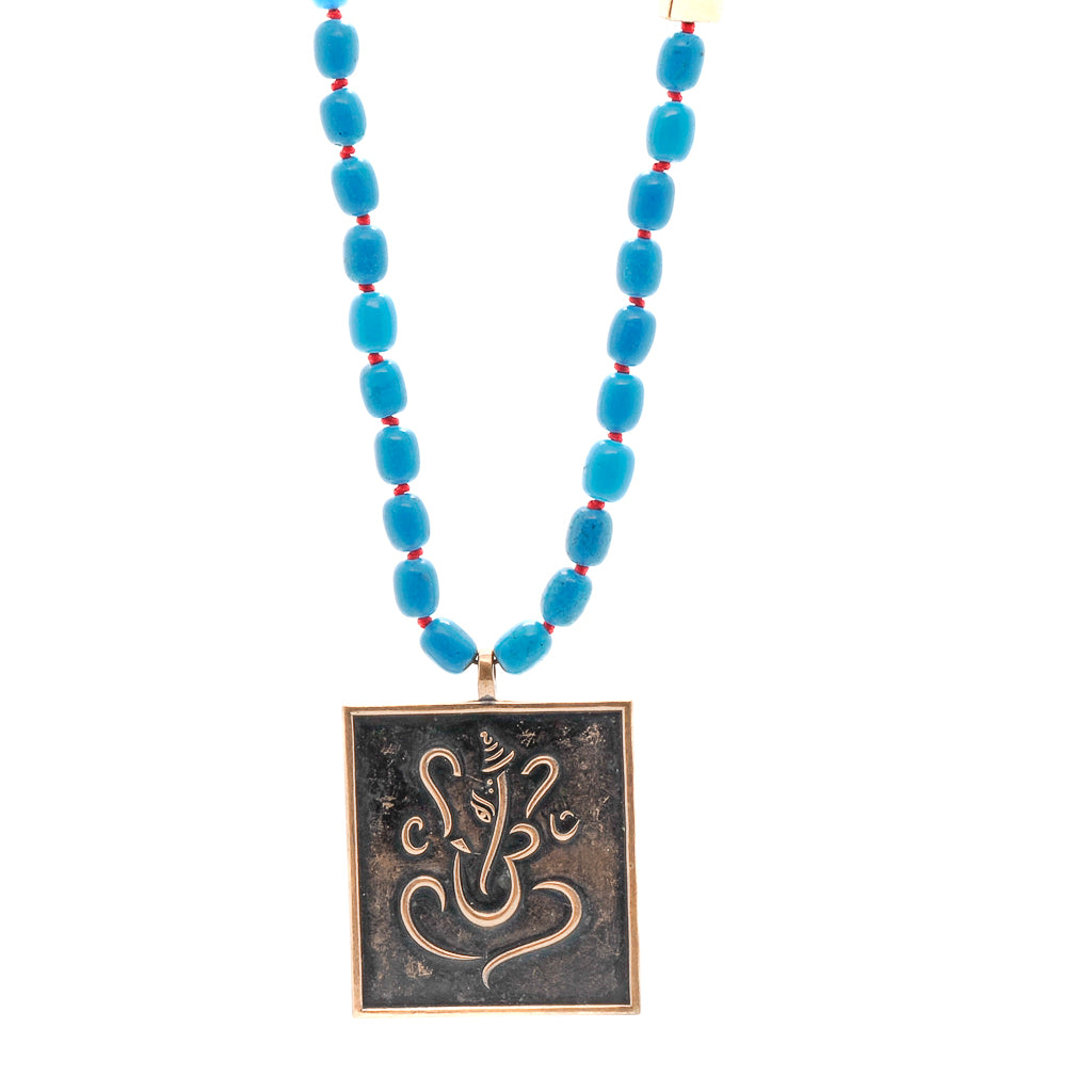 Women’s Gold / Blue Positive Life Turquoise Beaded Necklace - Turquoise Ebru Jewelry