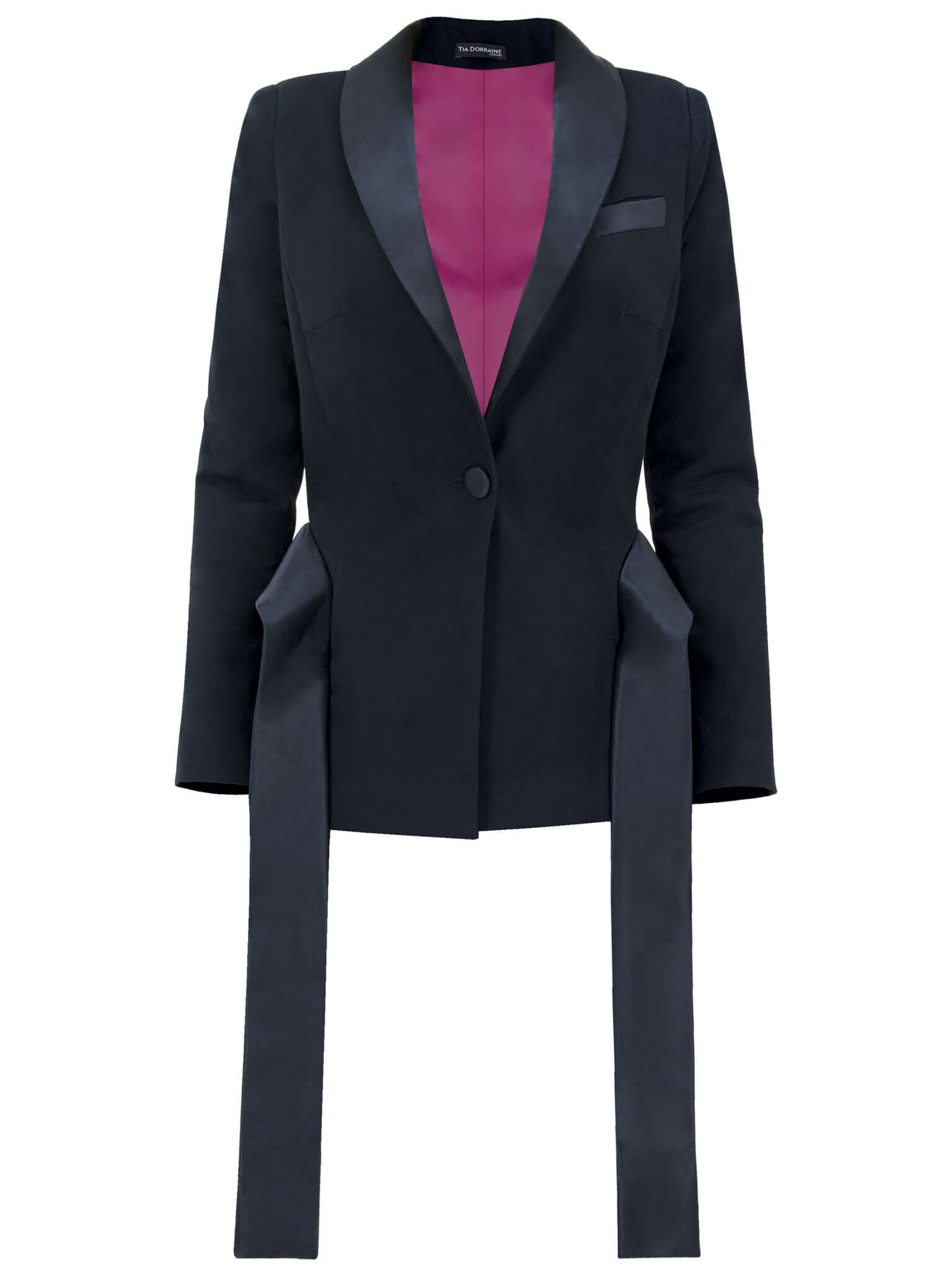 Tia Dorraine Women's Suit It Up Classic Blazer With Satin Details - Black In Black