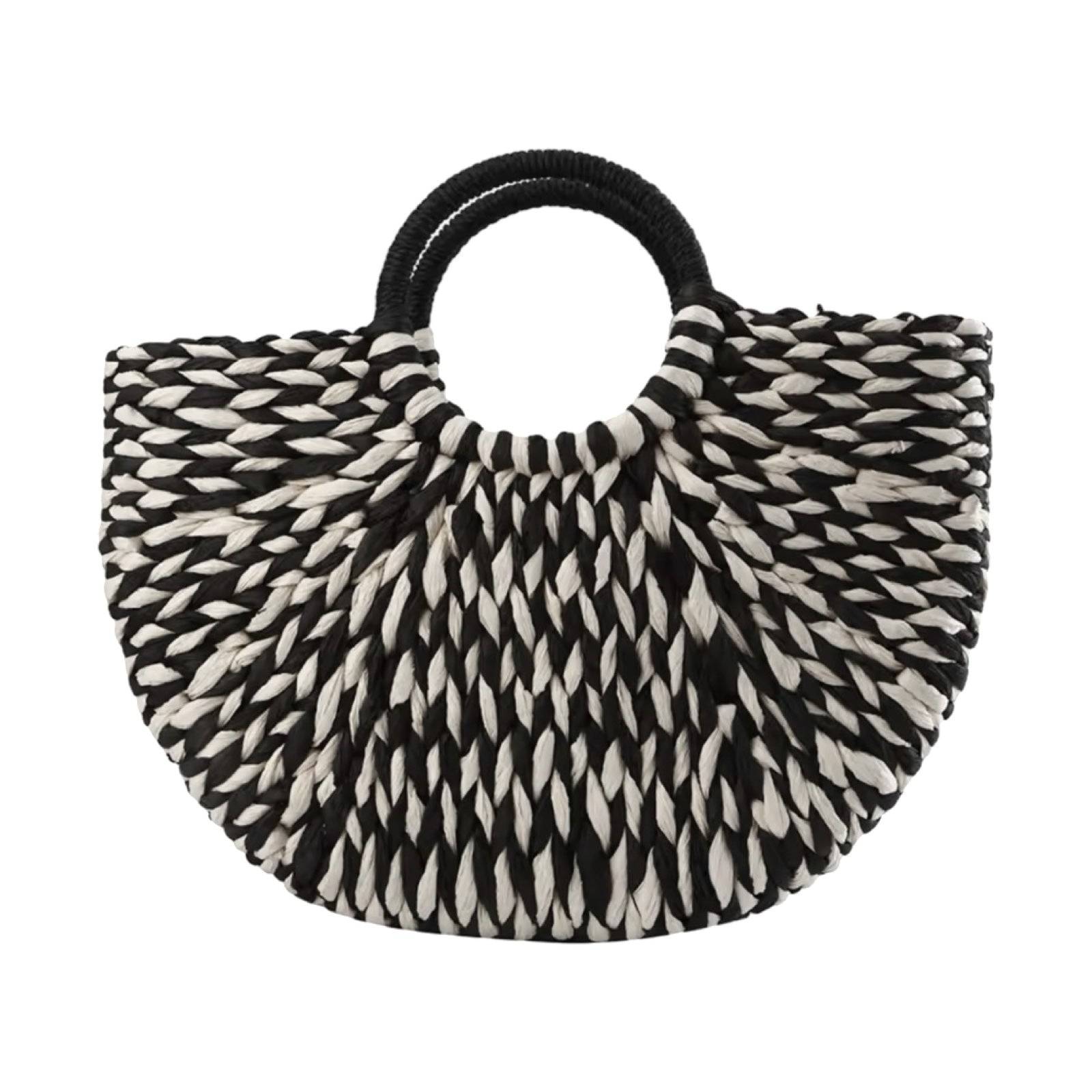 London Atelier Byproduct Women's Neutrals / Black Rattan Braided Tote Basket With Handle