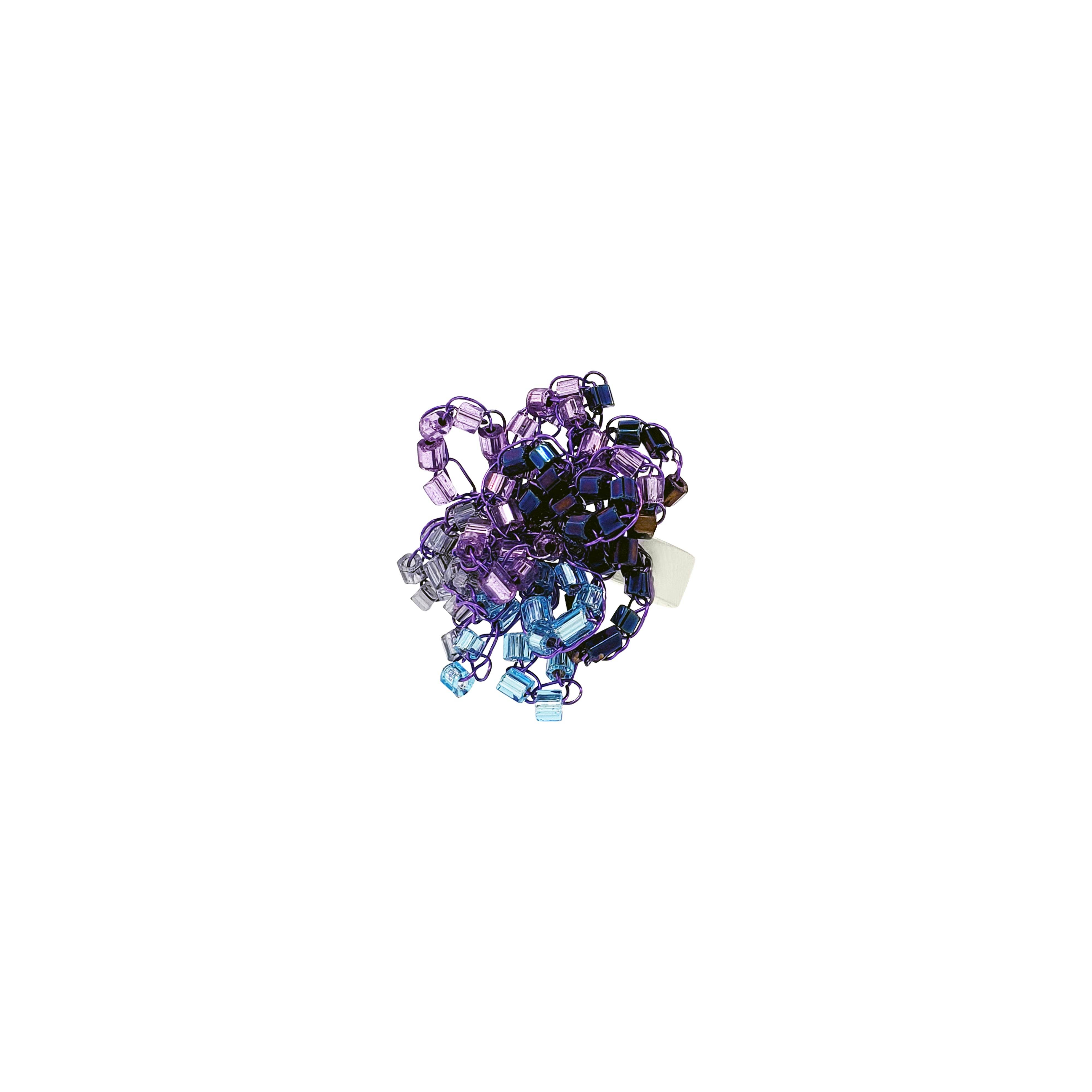 Lavish By Tricia Milaneze Women's Blue / Pink / Purple Neon Purple Mix Drizzle Handmade Ring
