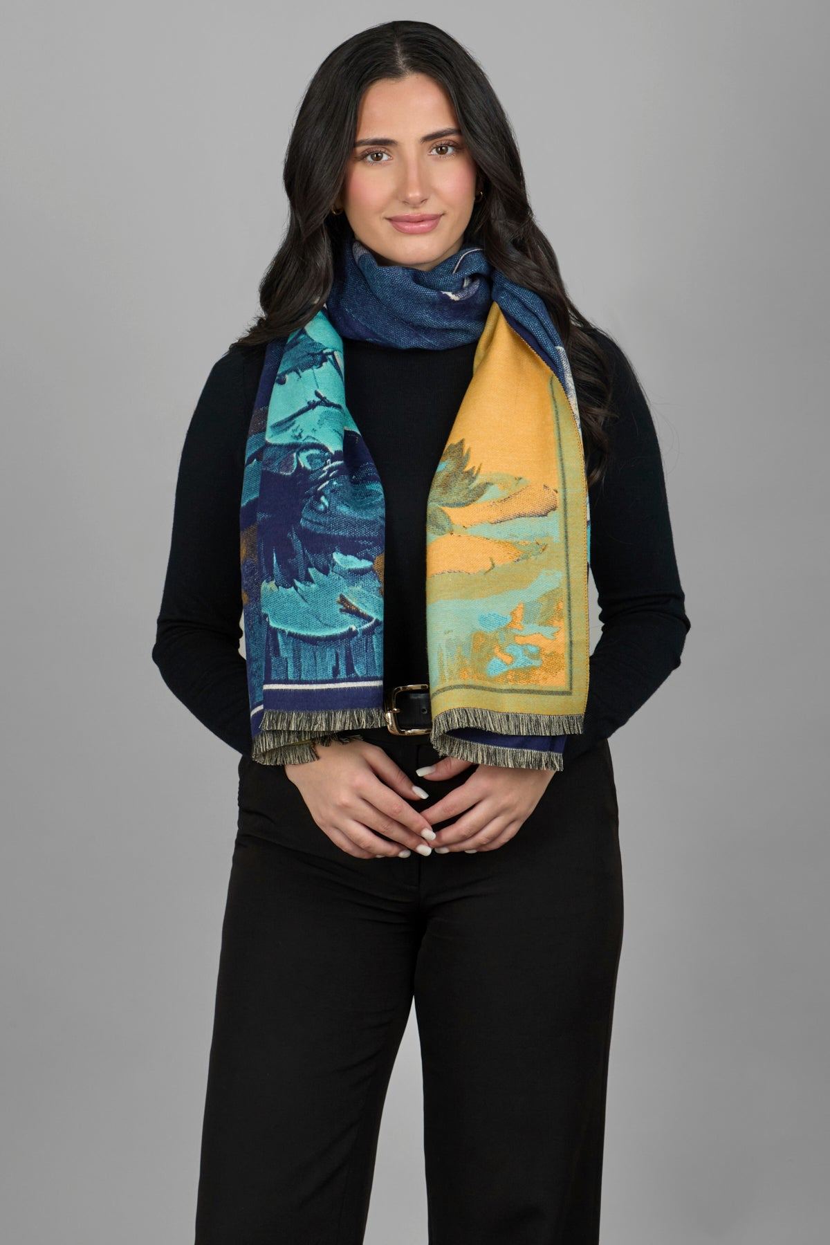 Saachi Women's Blue Lily Bold Reversible Scarf In Blue