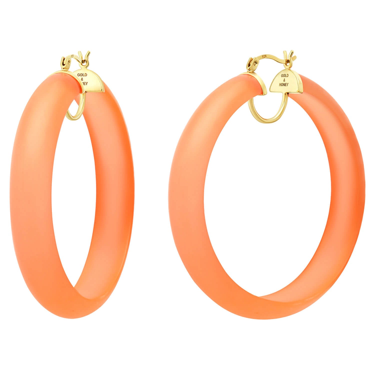 Gold & Honey Women's Yellow / Orange / Gold Frosted Hoop Earrings In Orange