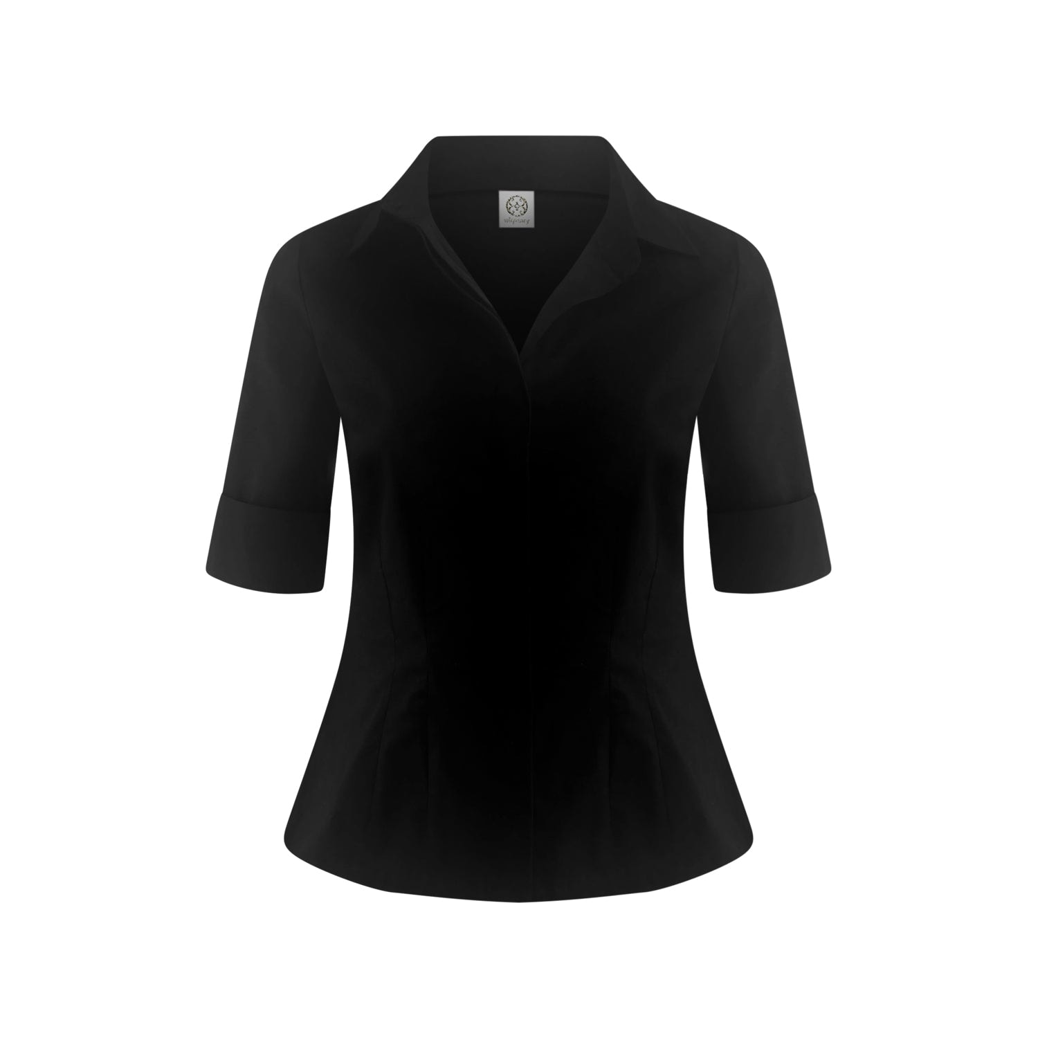 Why Mary Women's The Kate Short Sleeve Cotton Shirt Blouse In Black In Black