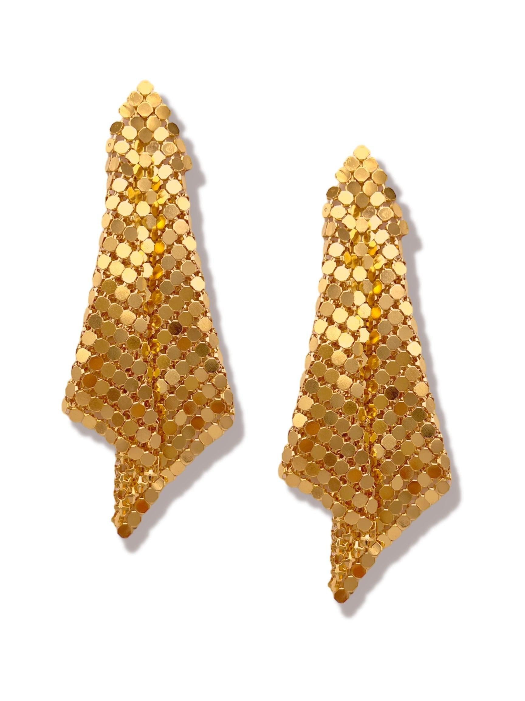 Jaredjamin Women's Gold Fazzoletto Chainmail Post Earrings