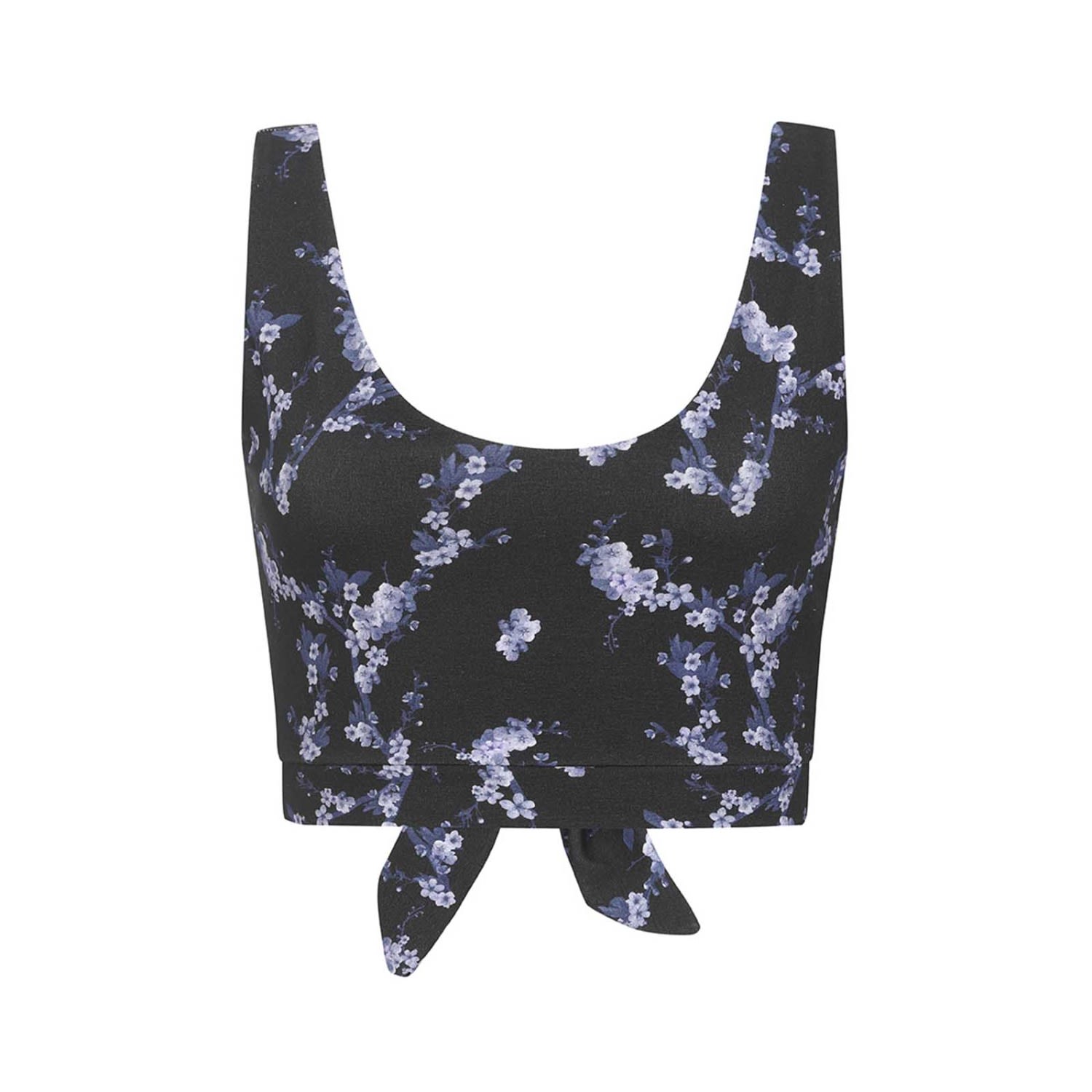 Women’s Black Floral Cotton Crop Top Small Sophie Cameron Davies