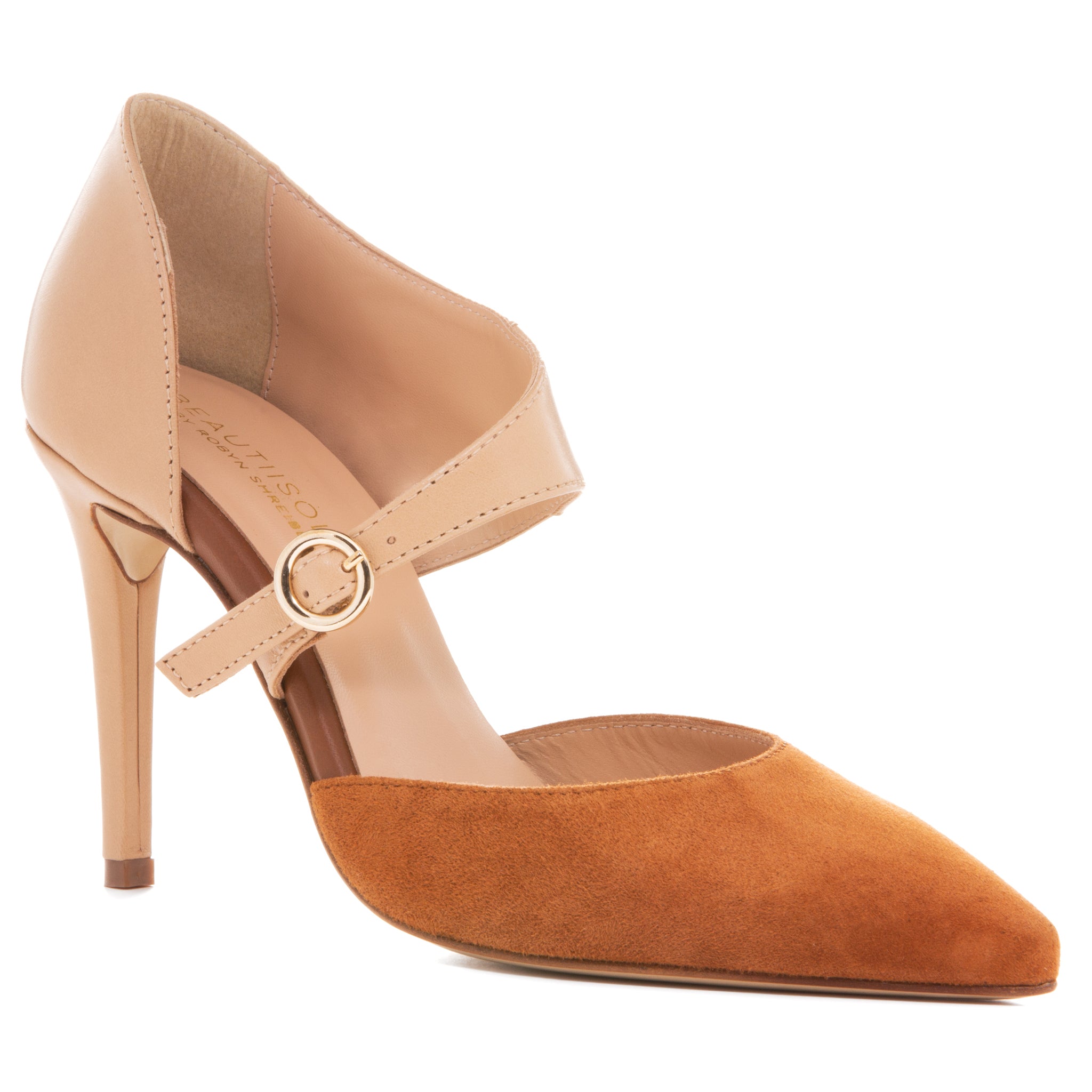 Women’s Neutrals Sara Cognac Suede Dressy Work Evening Pump 7.5 Uk Beautiisoles by Robyn Shreiber Made in Italy