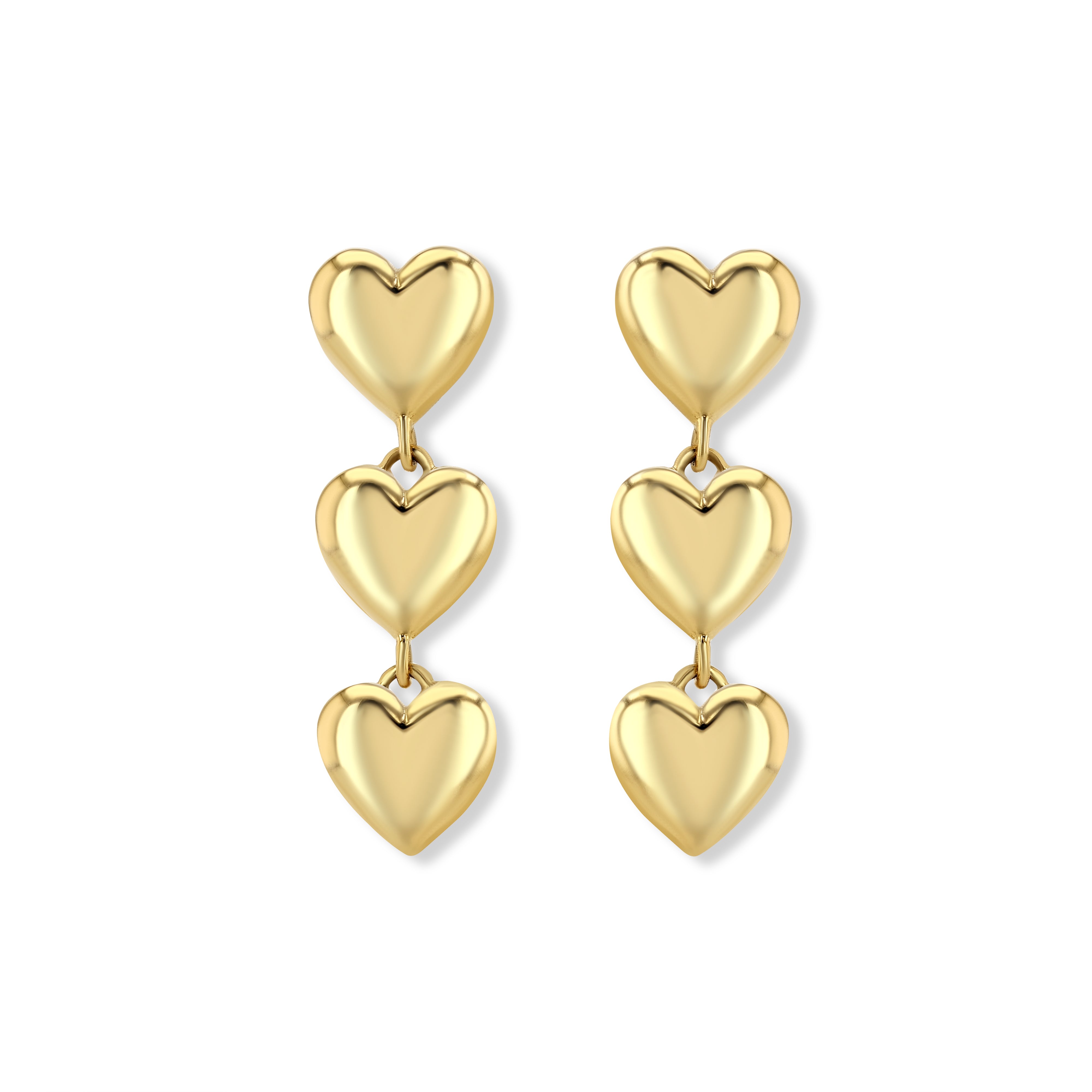 Jewelbird Women's Gold Heart Trio Earrings