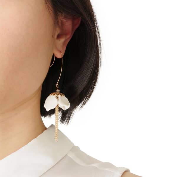 Poporcelain Porcelain Snowdrop Flower Tassel Earrings