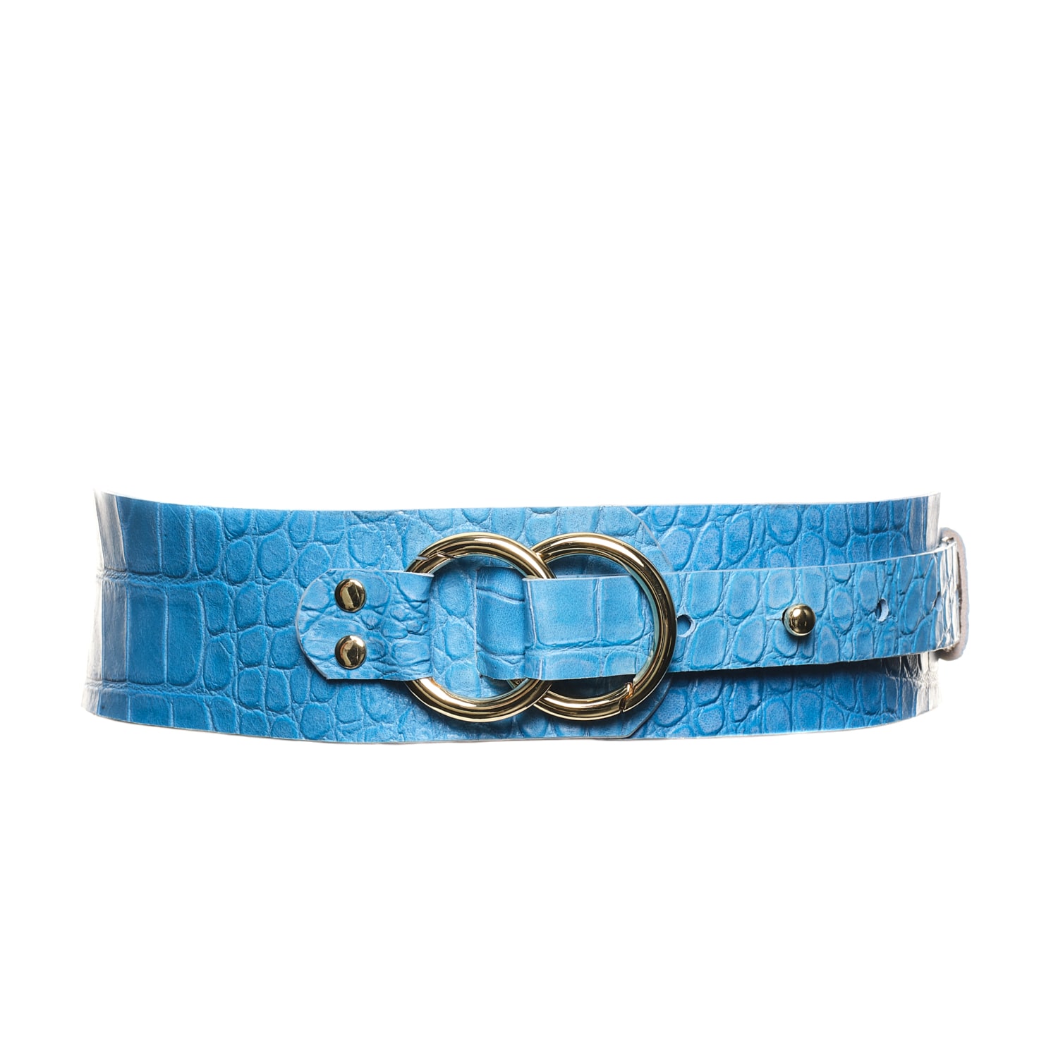 Women’s Leather Waist Belt- Giselle Blue 28" Plik X Haya