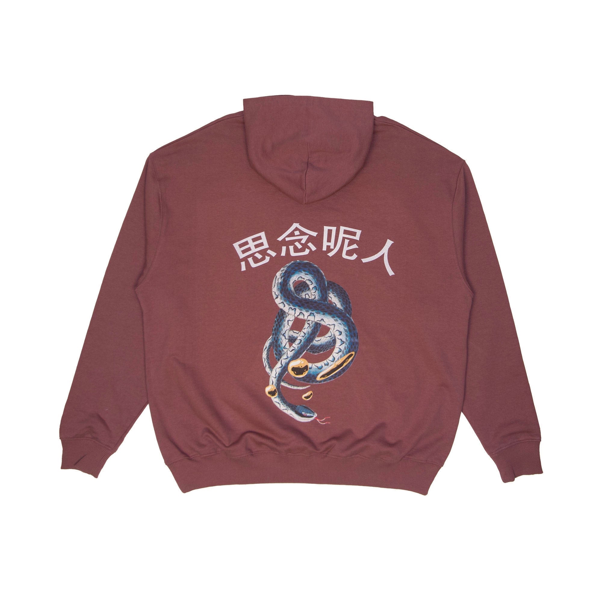 Mysimplicated Brown Cotton Hoodie In Bordeaux With Snake Design In Brown