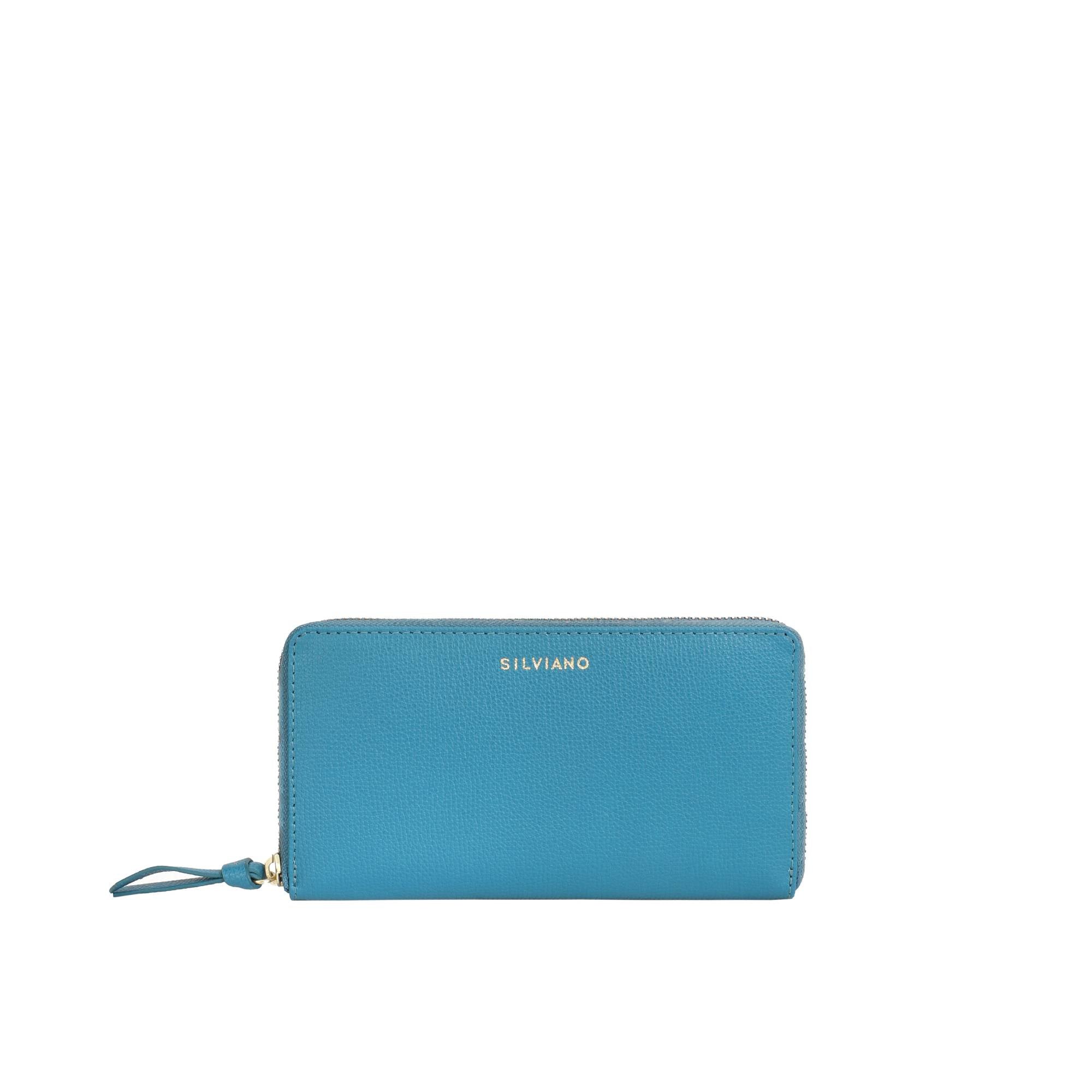 Women’s Silviano Helen Zip Around Wallet - Sky Blue Serenity For Effortless Everyday Carry