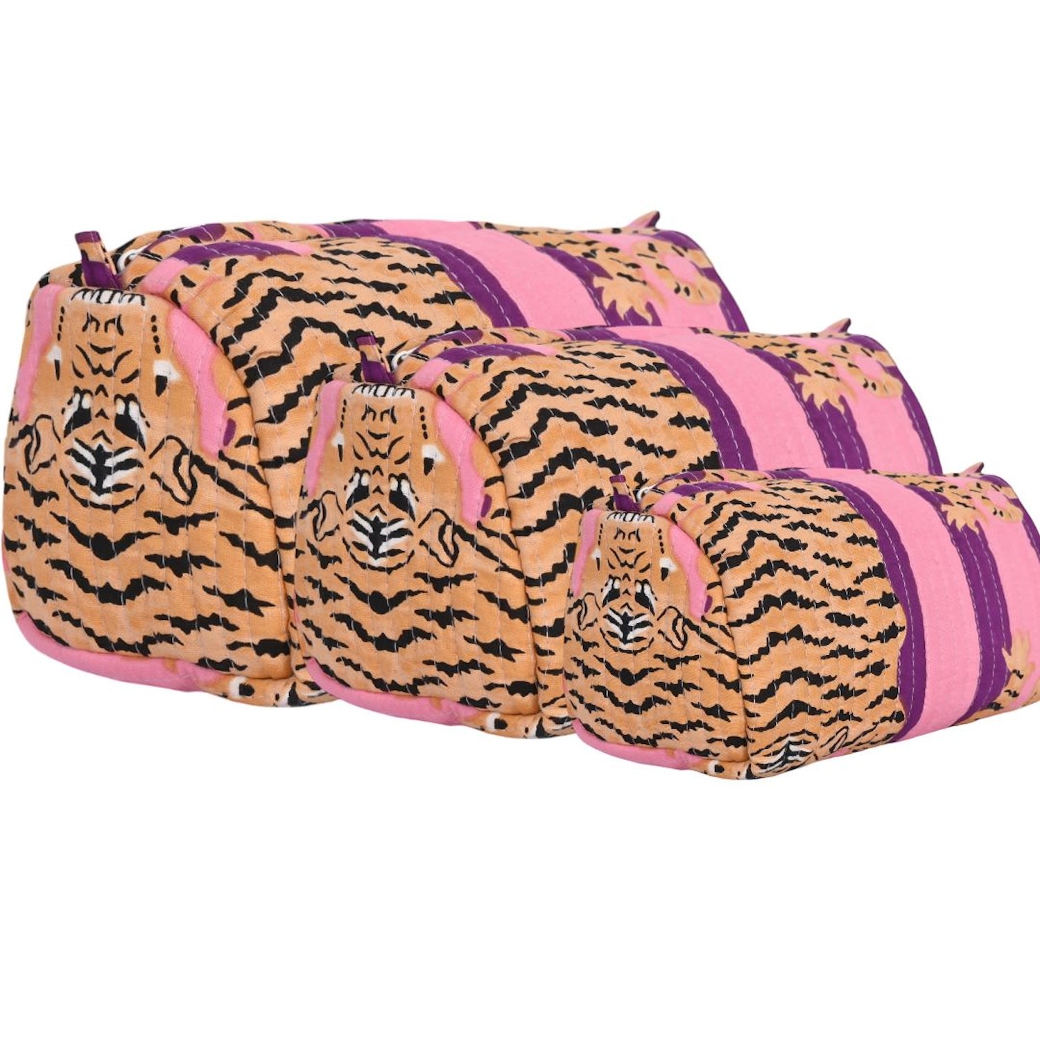 Conscious Yoga Collective Pink / Purple Tibetan Tiger Cotton Three Piece Travel Set In Pink