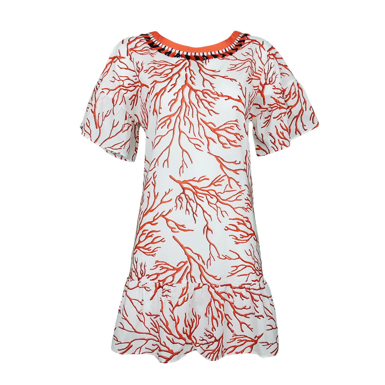 coral print dress