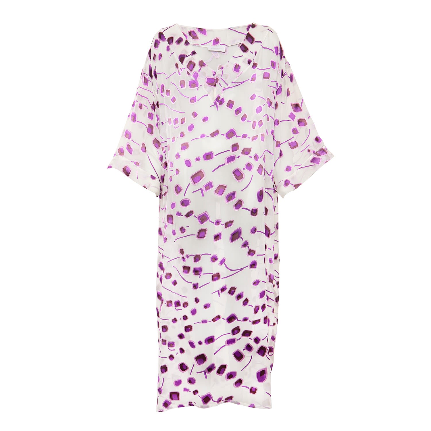 Women’s Pink / Purple Silk Kaftan In Purple Roses are Red