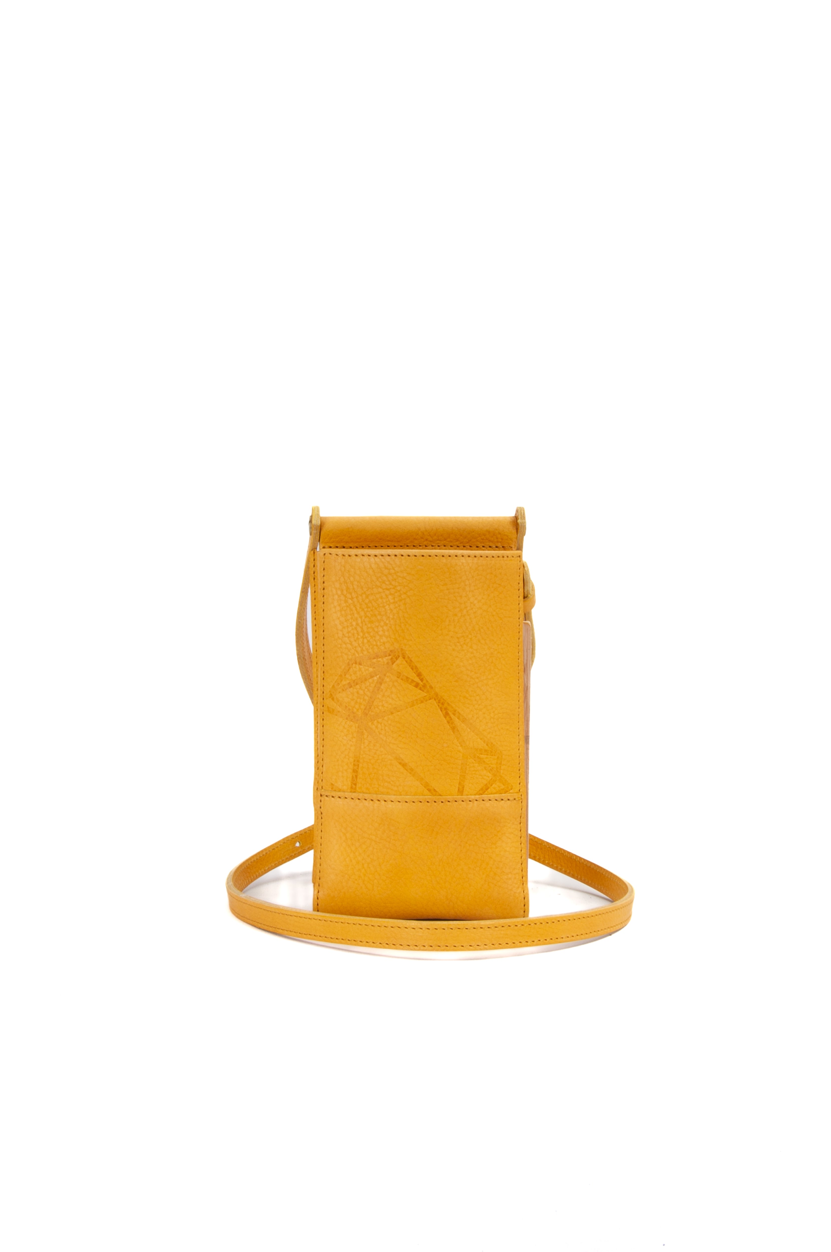 Navvy Women's Yellow / Orange Lambley - Brick Yellow Leather Phone Holder In Yellow/orange