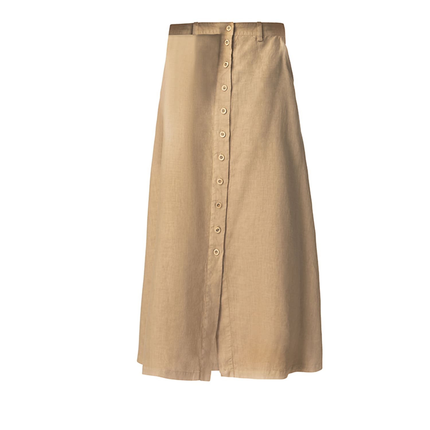 Haris Cotton Women's Neutrals Maxi Front Buttons Linen Skirt Beach Sand