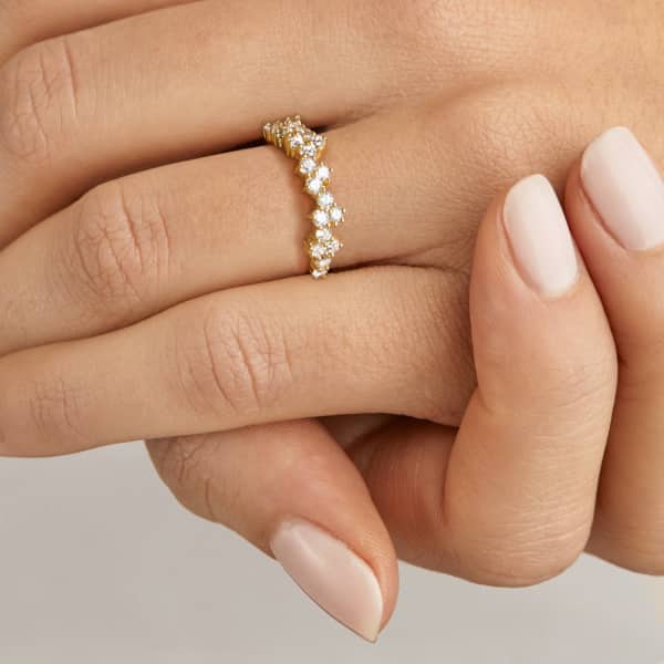 Lily & Roo Gold Diamond Style Cluster Ring In Cluster