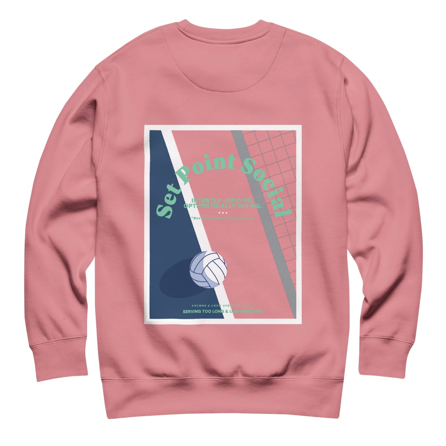 Anchor & Crew Rose Pink Set Point Social Volleyball Club League Organic Cotton Sweatshirt - Women