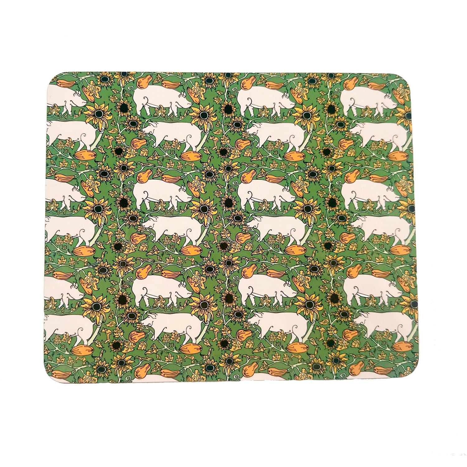 Laura B Interiors The Green Country Pig Set Of Four Placemats In Green