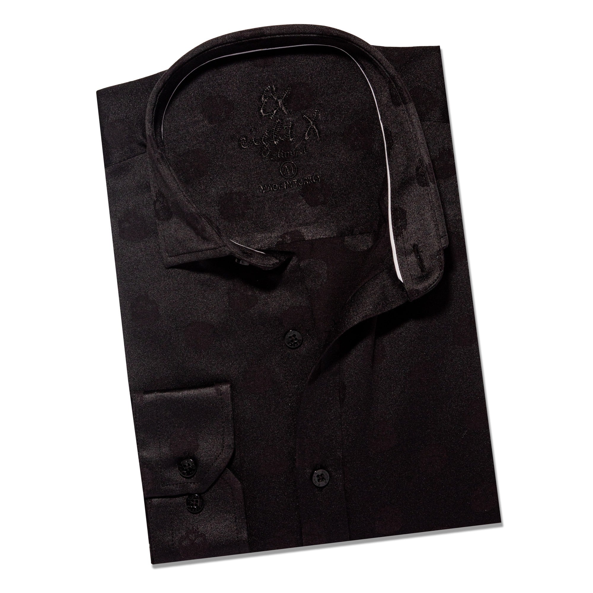 Eight X Men's Skull Jacquard Button Down Shirt - Black In Black