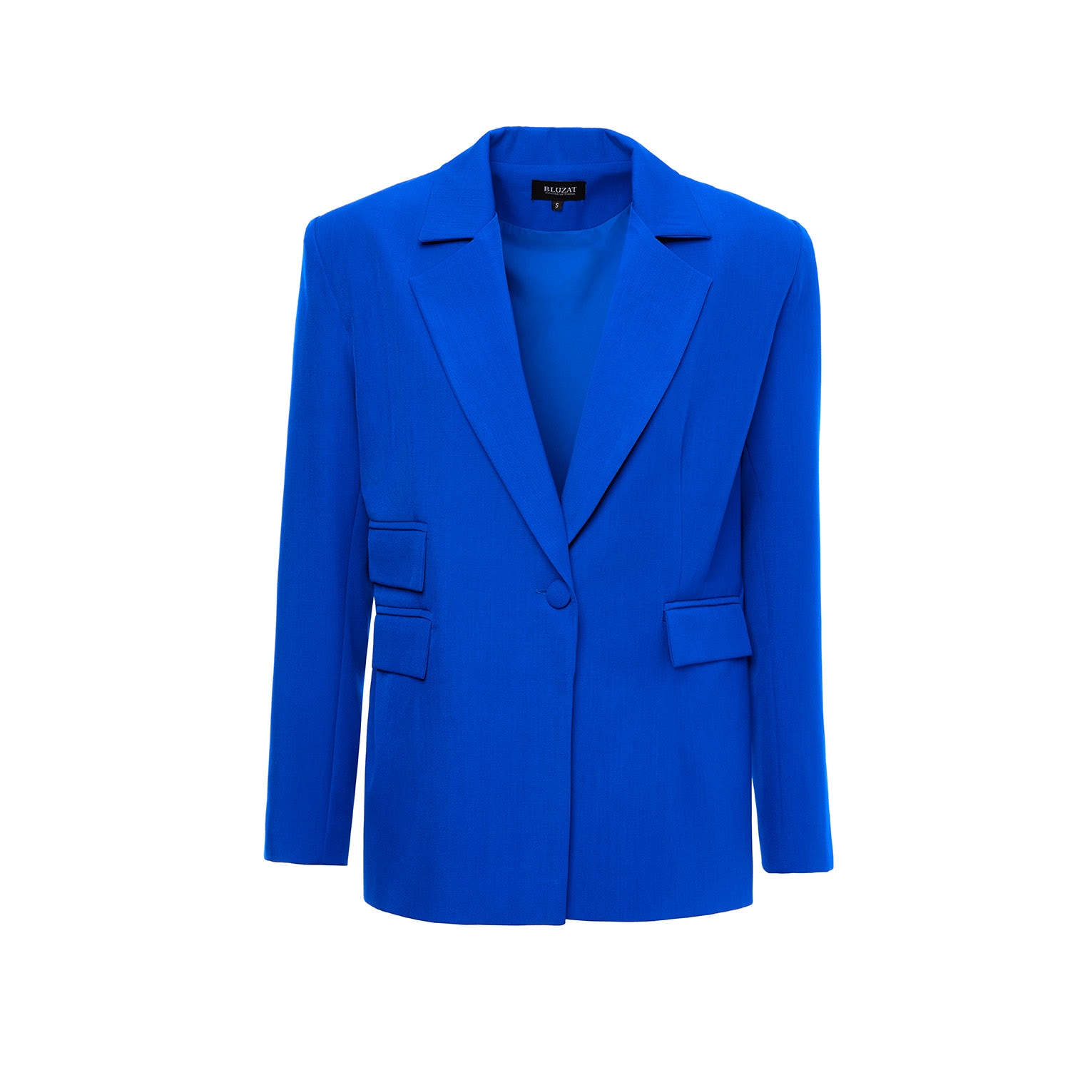 Bluzat Women's Electric Blue Regular Blazer With Double Pocket In Blue