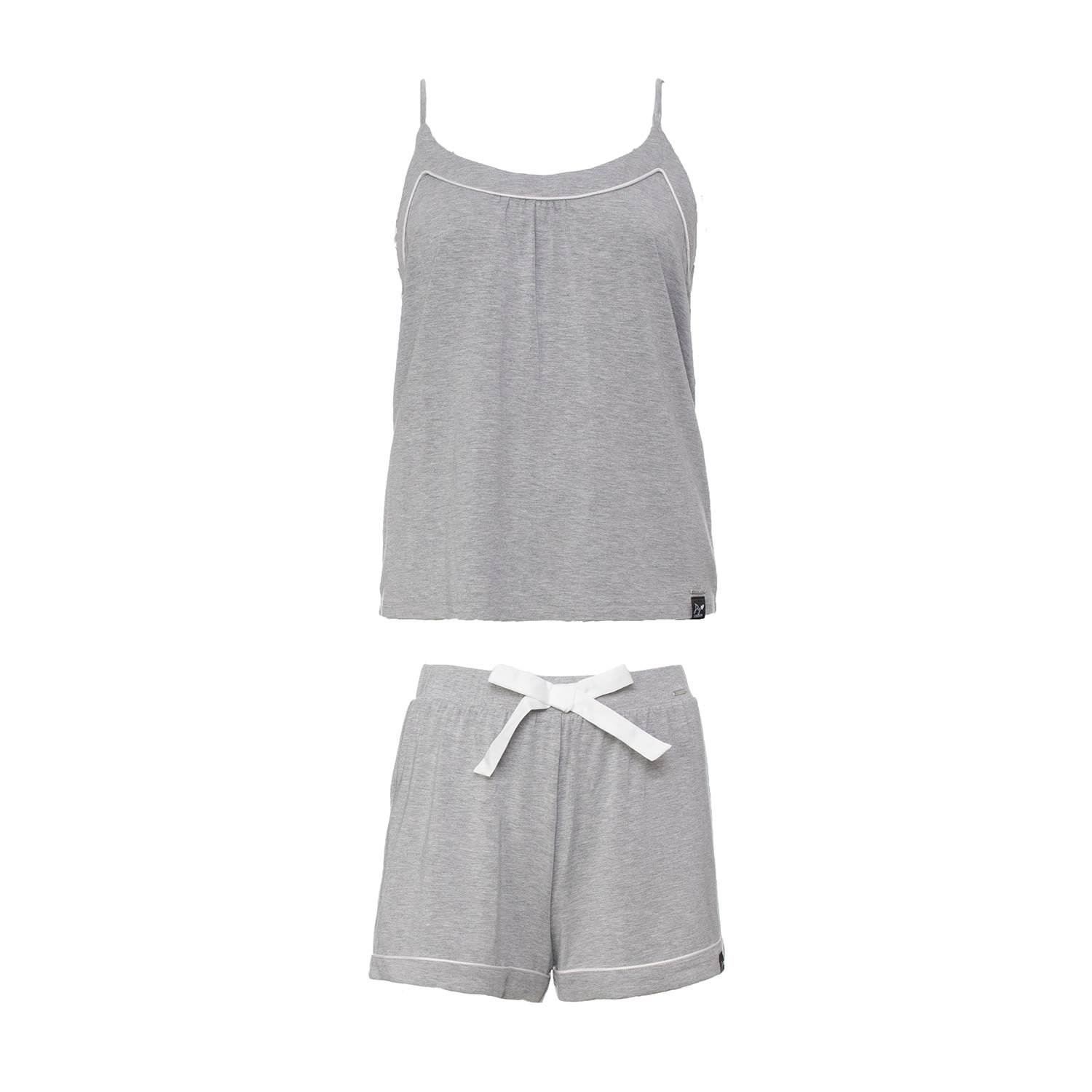 Pretty You Women's Bamboo Cami & Short Pyjama Set In Grey Marl In Grey