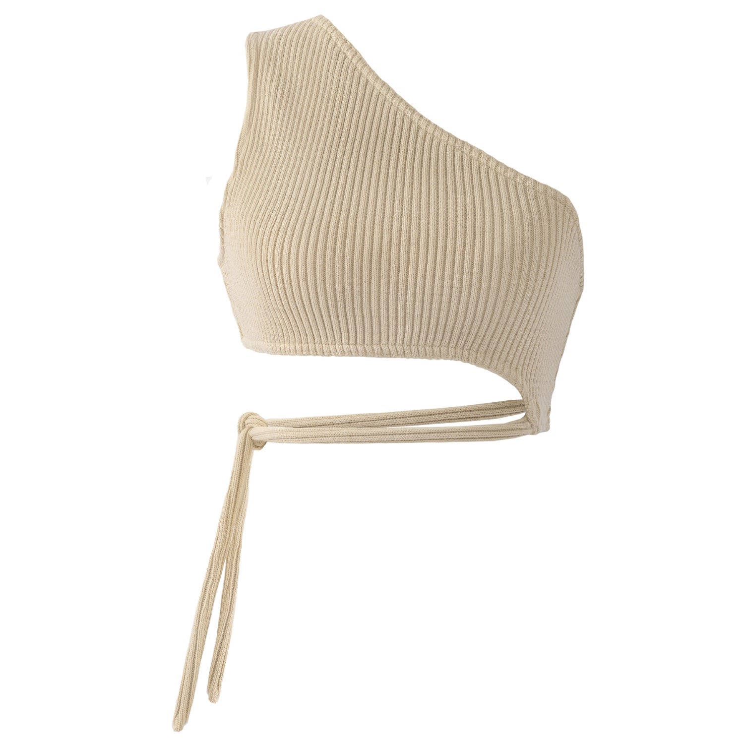 Kargede Women's Neutrals Beige Knit Crop Top – One Shoulder, Asymmetrical In Beige