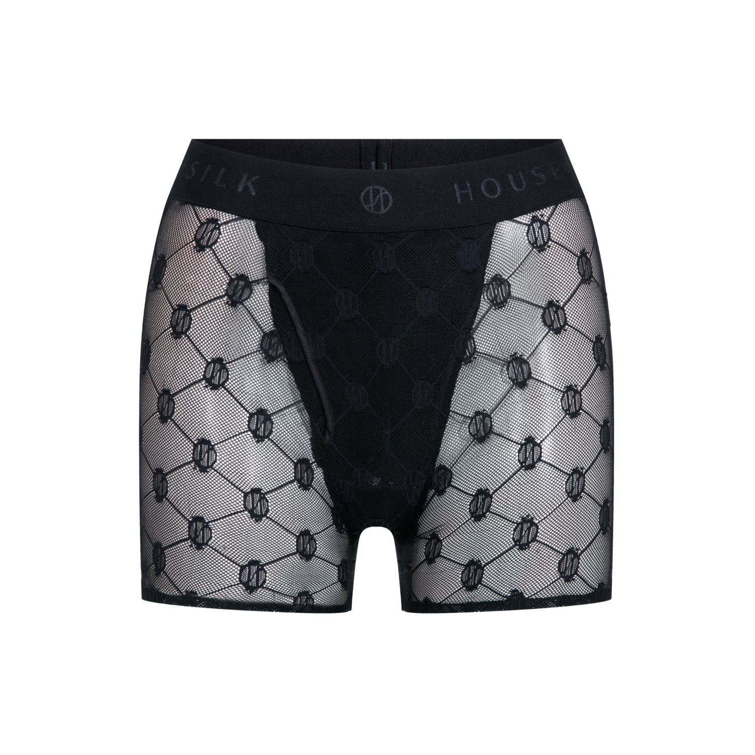 House Of Silk Black Men's Tulle Semi-transparent Boxer In Black