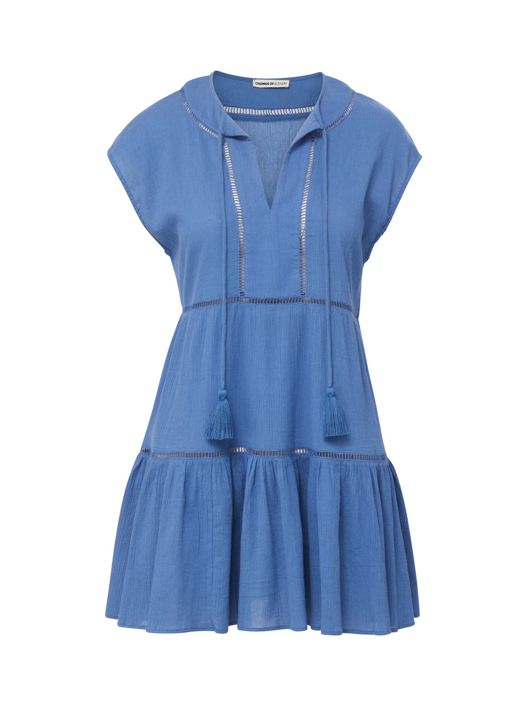 Change Of Scenery Women's Gari Dress In Steel Blue In Blue