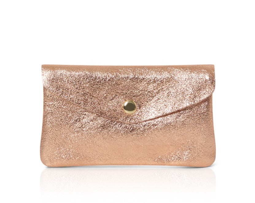 Betsy & Floss Women's Medium Popper Leather Purse In Rose Gold In Gold