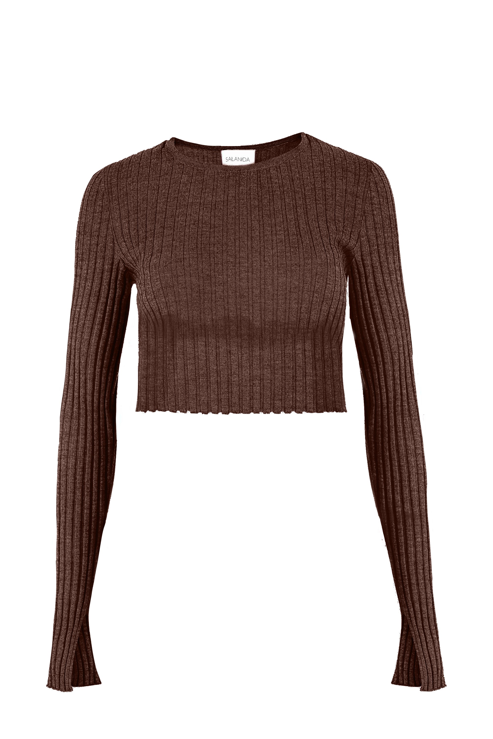 Women’s Brown Brera 100% Merino Crop Top Chocolate *Limited Edition* One Size Salanida