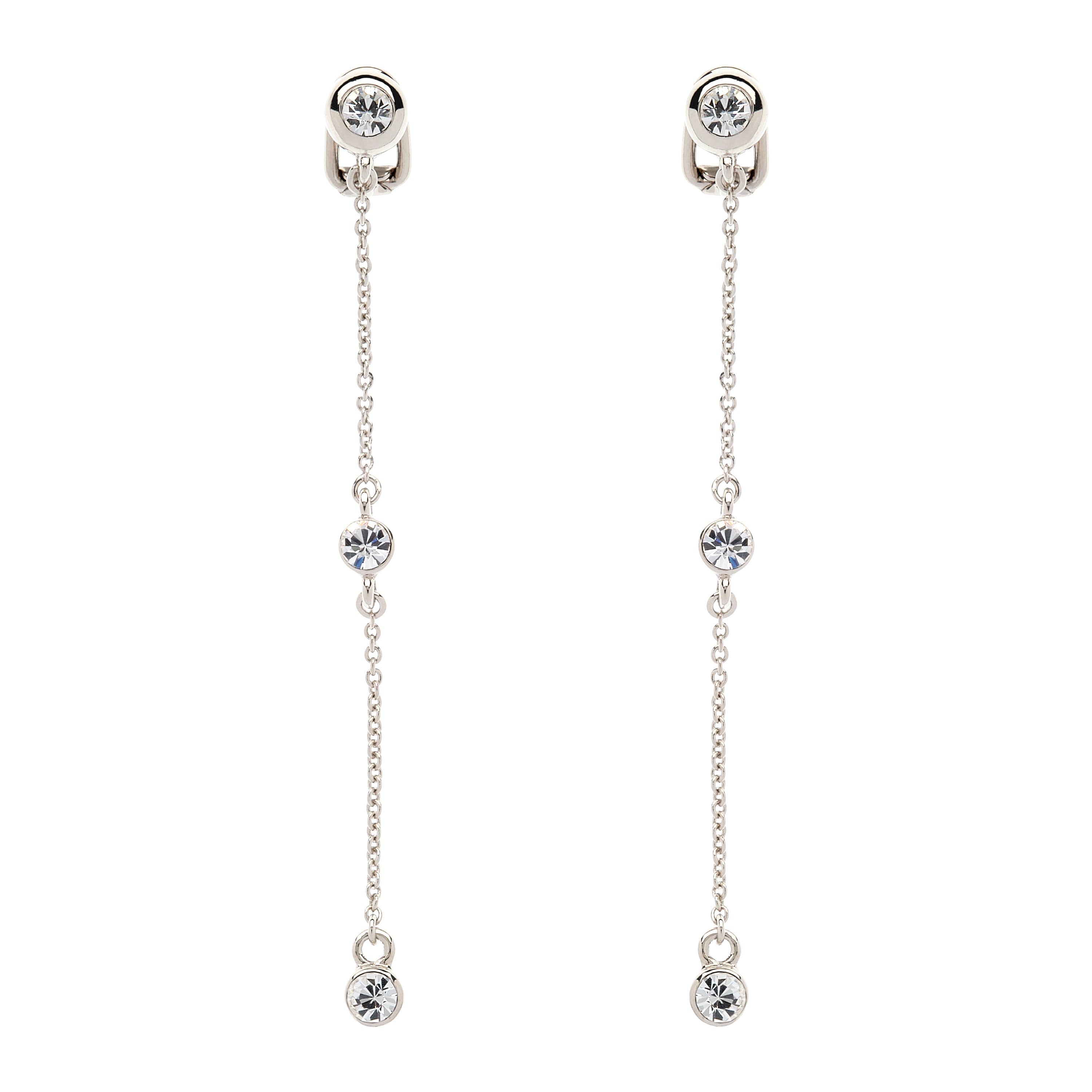 Emma Holland Jewellery Women's Silver Platinum Crystal Droplet Clip Earrings In Silver
