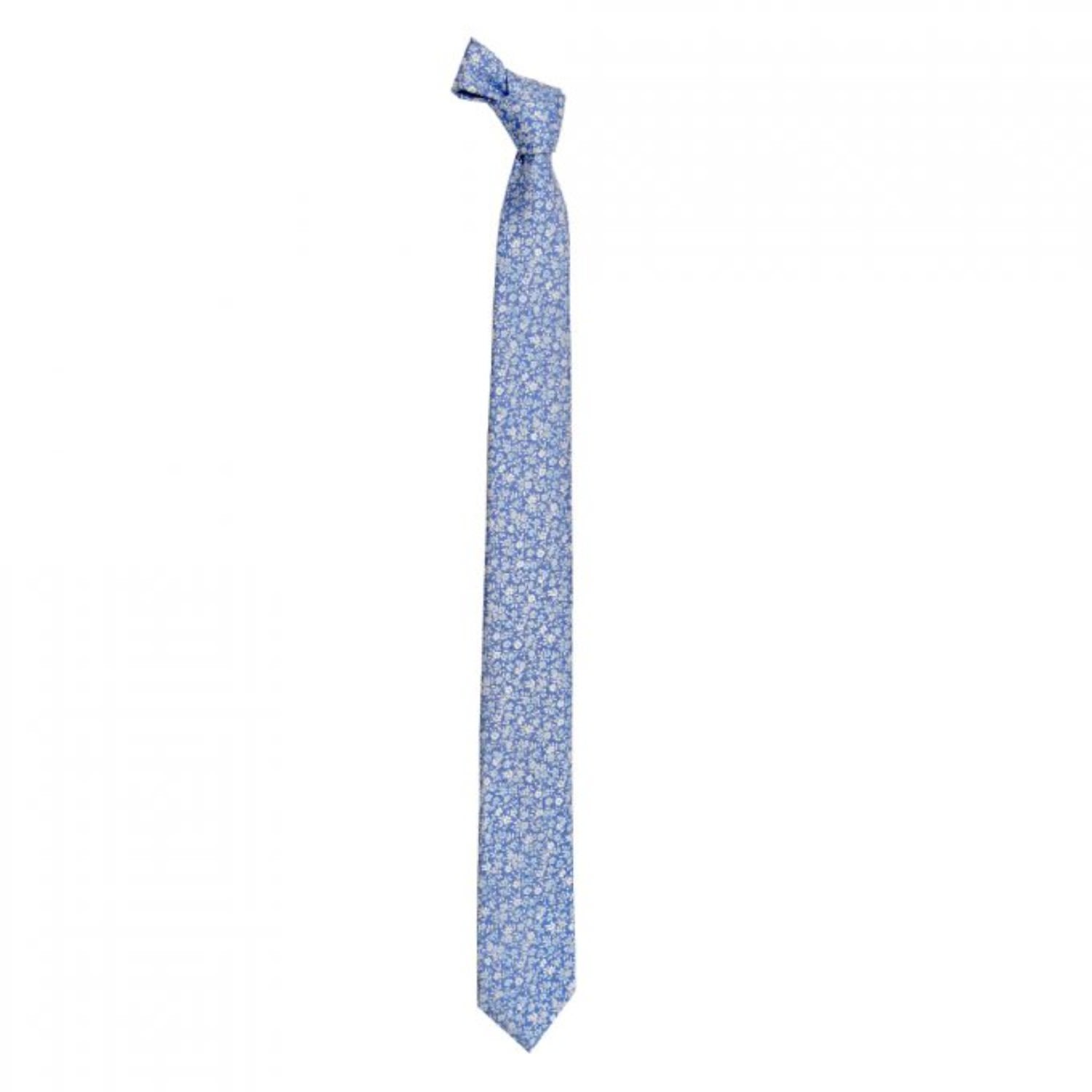 Men’s Mini Flower Jaquard Tie - Blue White David Wej