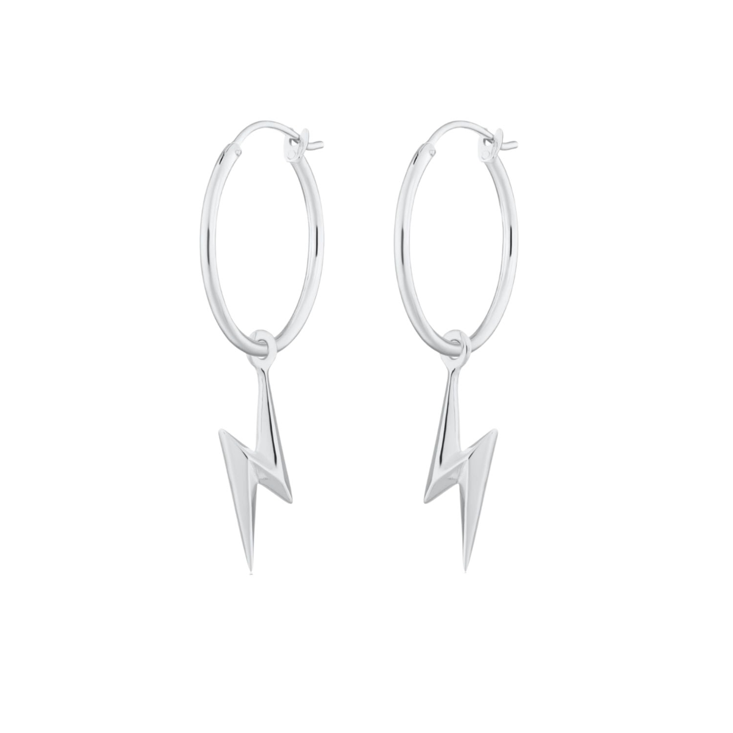 Women’s Sterling Silver Lightning Bolt Charm Hoop Earrings Lily Charmed