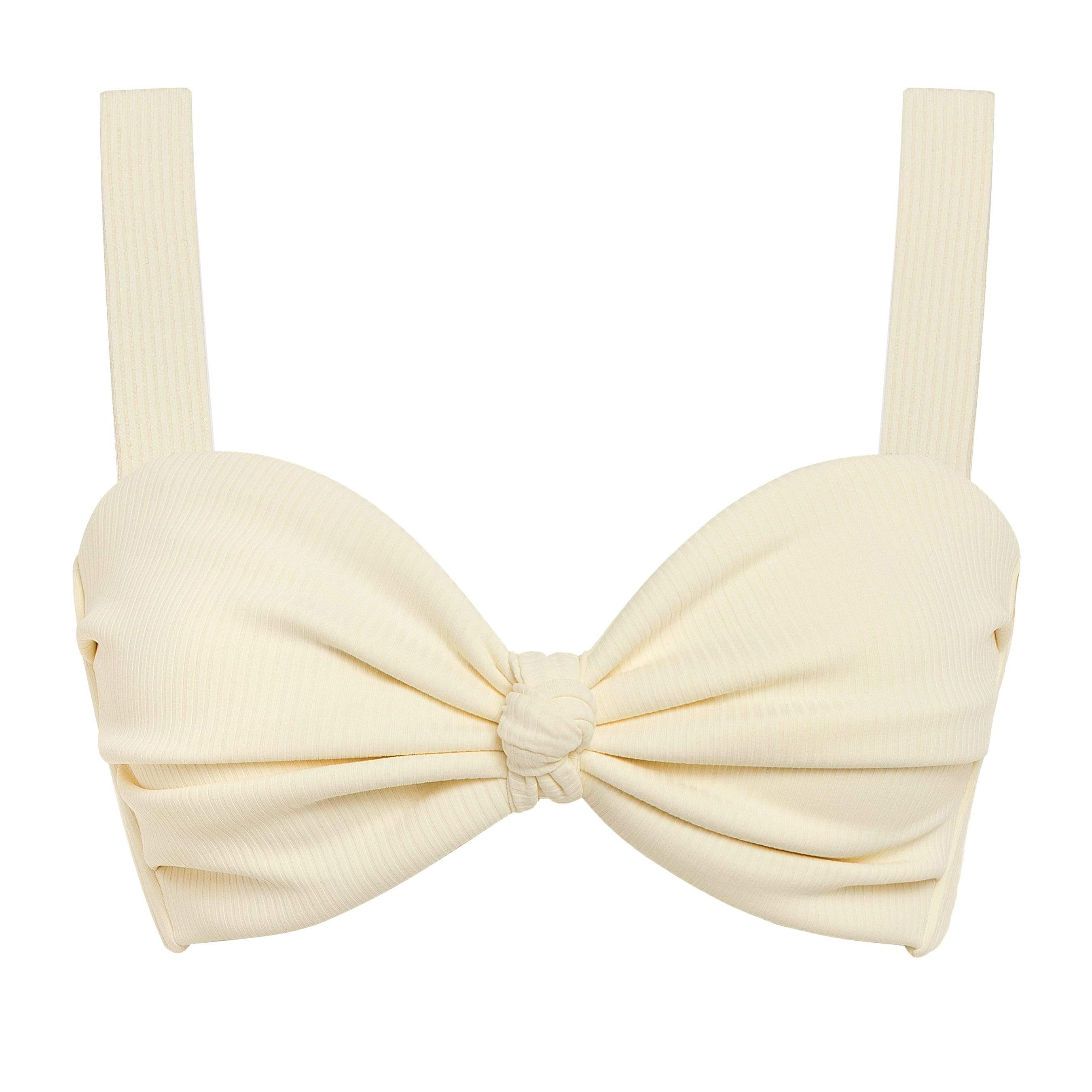 Montce Women's White Cream Rib Hayden Bikini Top In White