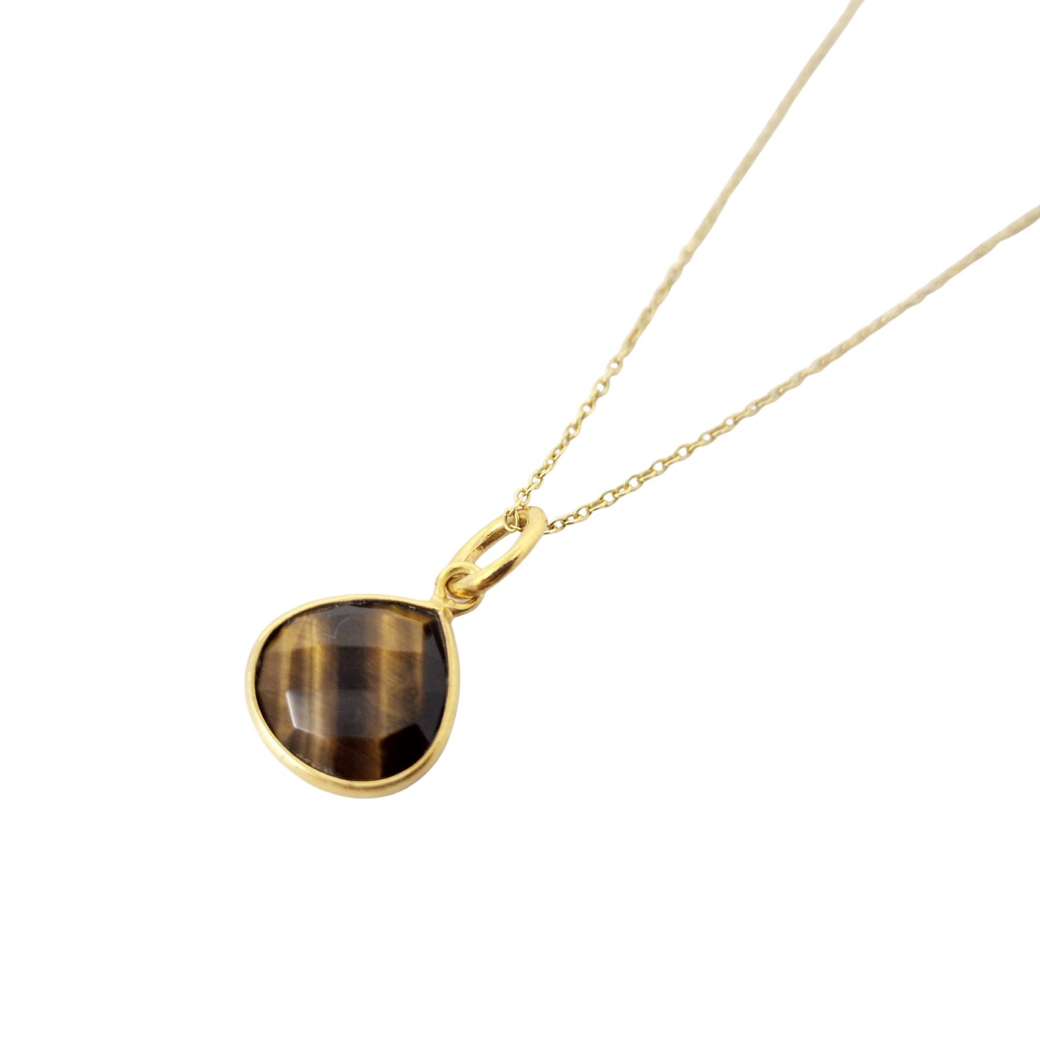 Women’s Brown / Gold Gold Plated Tiger’s Eye Protection Crystal Necklace Harfi