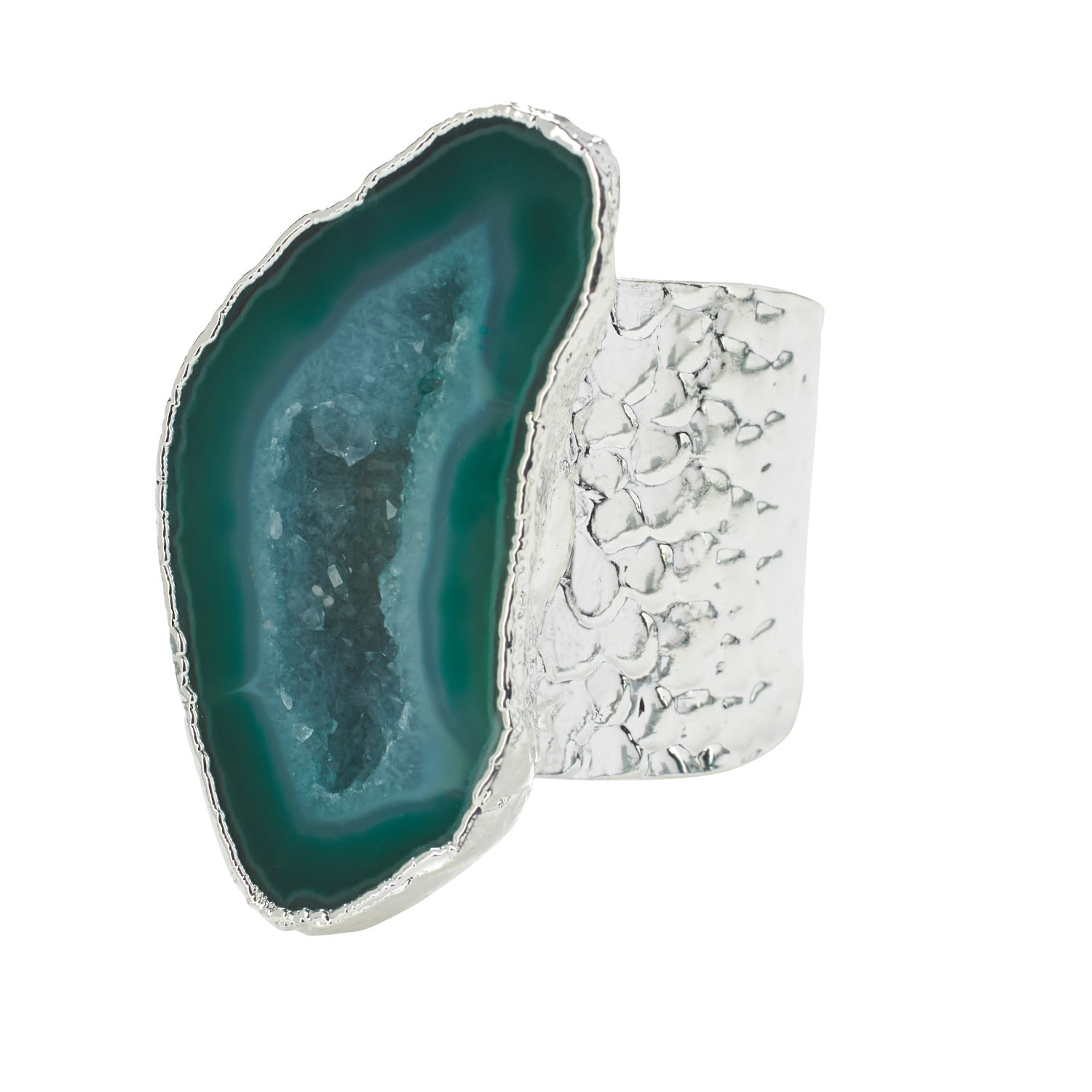 Women’s Green / Silver Silver Green Gemstone Mega Ring Yaa Yaa London