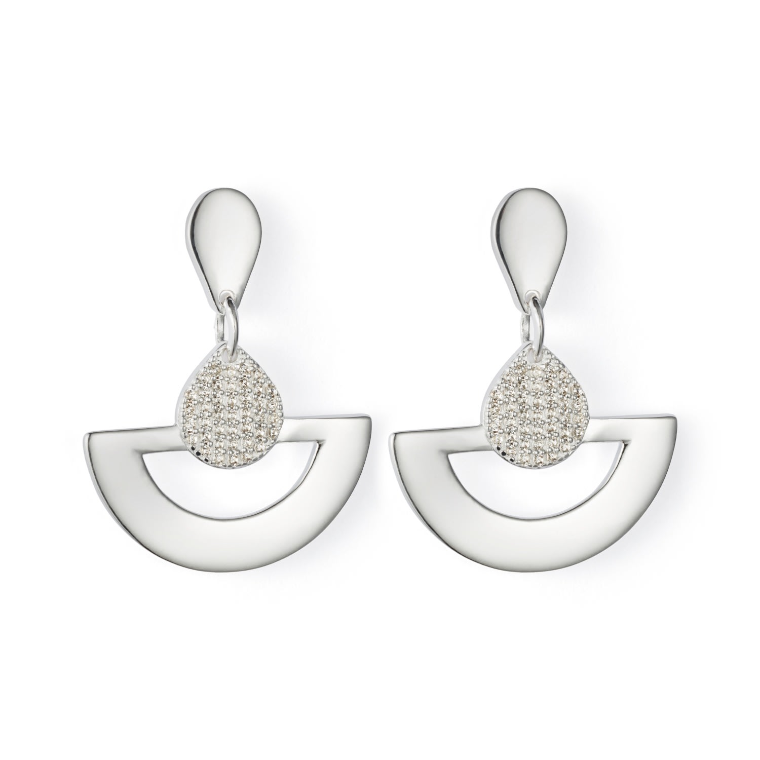 Toolally Women's Mini Fan Earrings - Sterling Silver In Metallic