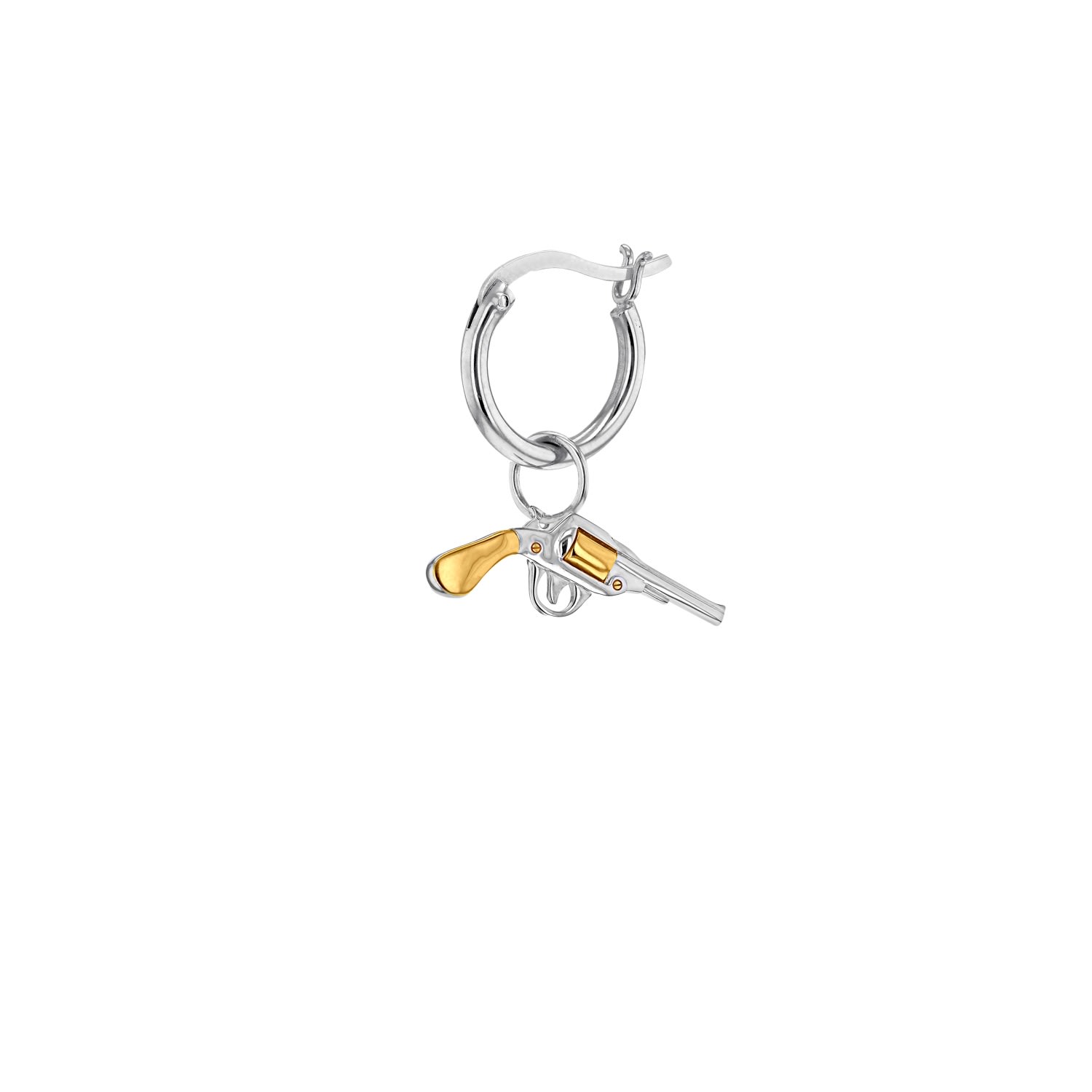 True Rocks Women's 18kt Gold Plated & Sterling Silver 2-tone Pistol, Hung On A Sterling Silver Hoop Earring In Metallic