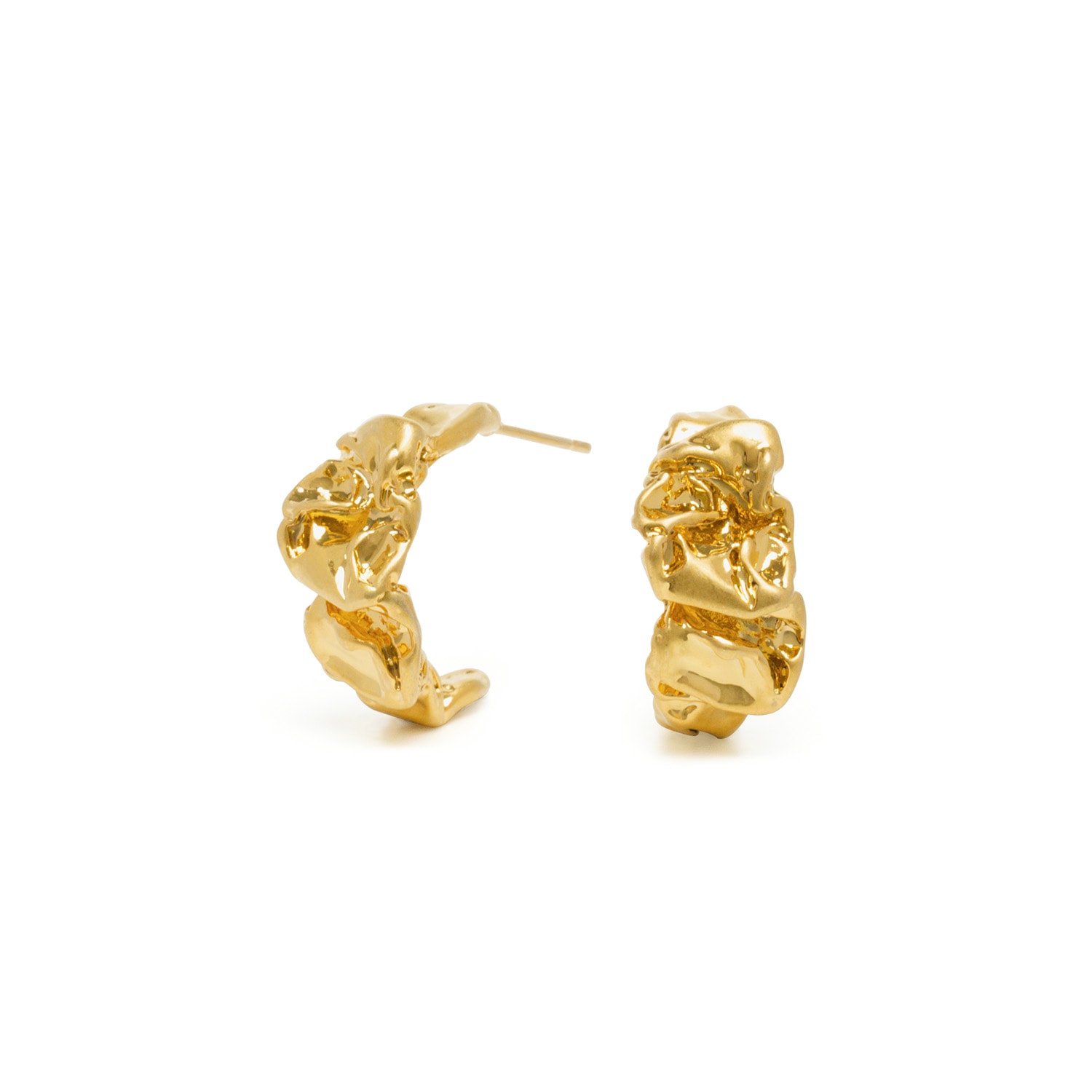 Women’s Gold Crinkle Hoops Earings Shabella Nyc