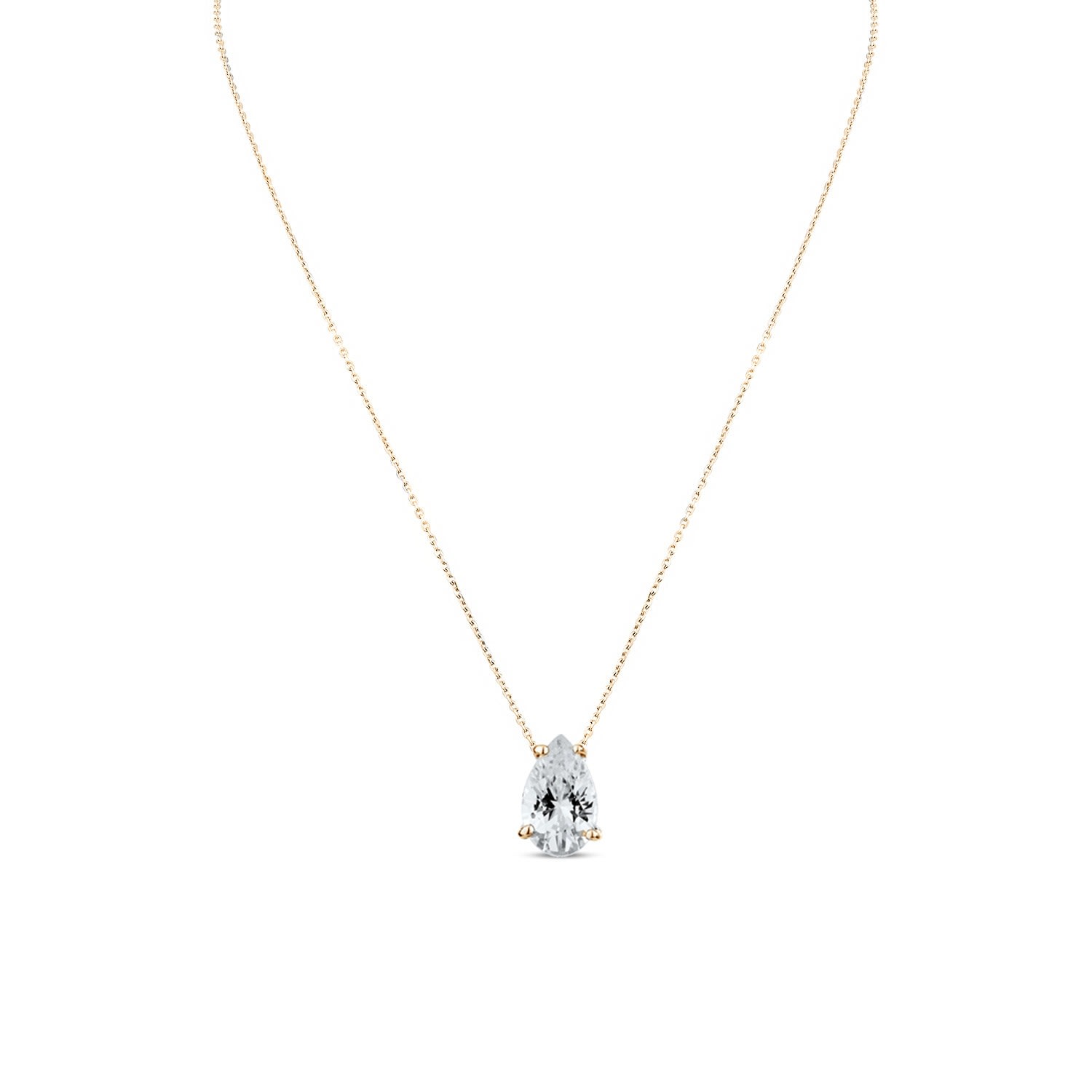 Women’s Gold / White Droplet Necklace Grande With Man Made White Diamond In Gold Sally Skoufis