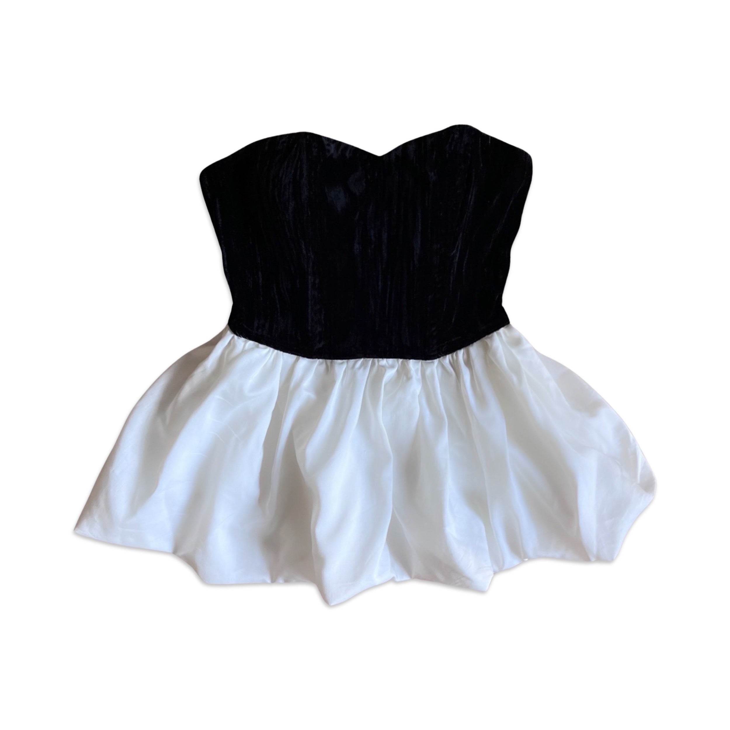 Black Velvet Corset Top With White Ruffle, London Atelier Byproduct