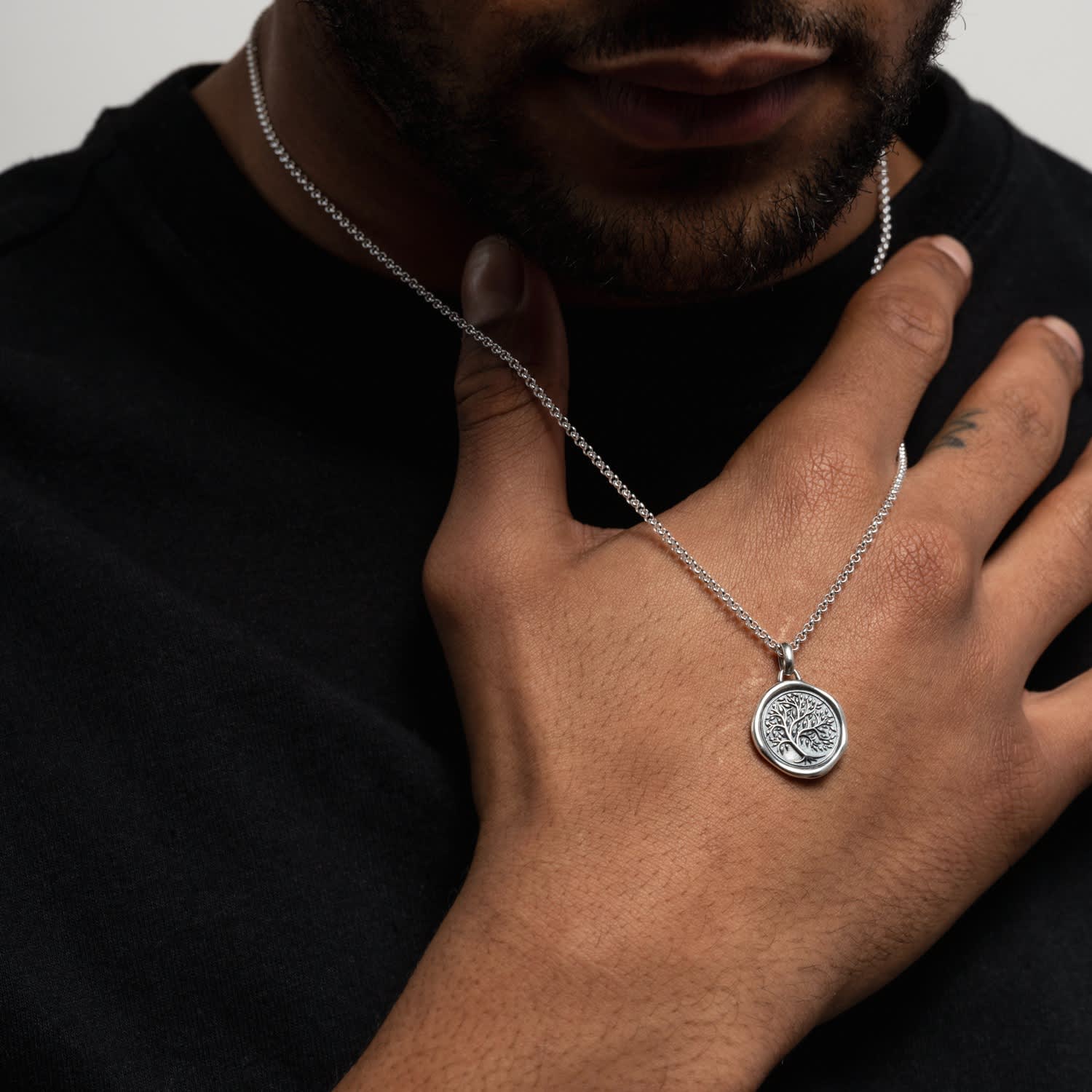 Mens Tree Of Life Talisman Necklace Dower Hall Wolf Badger