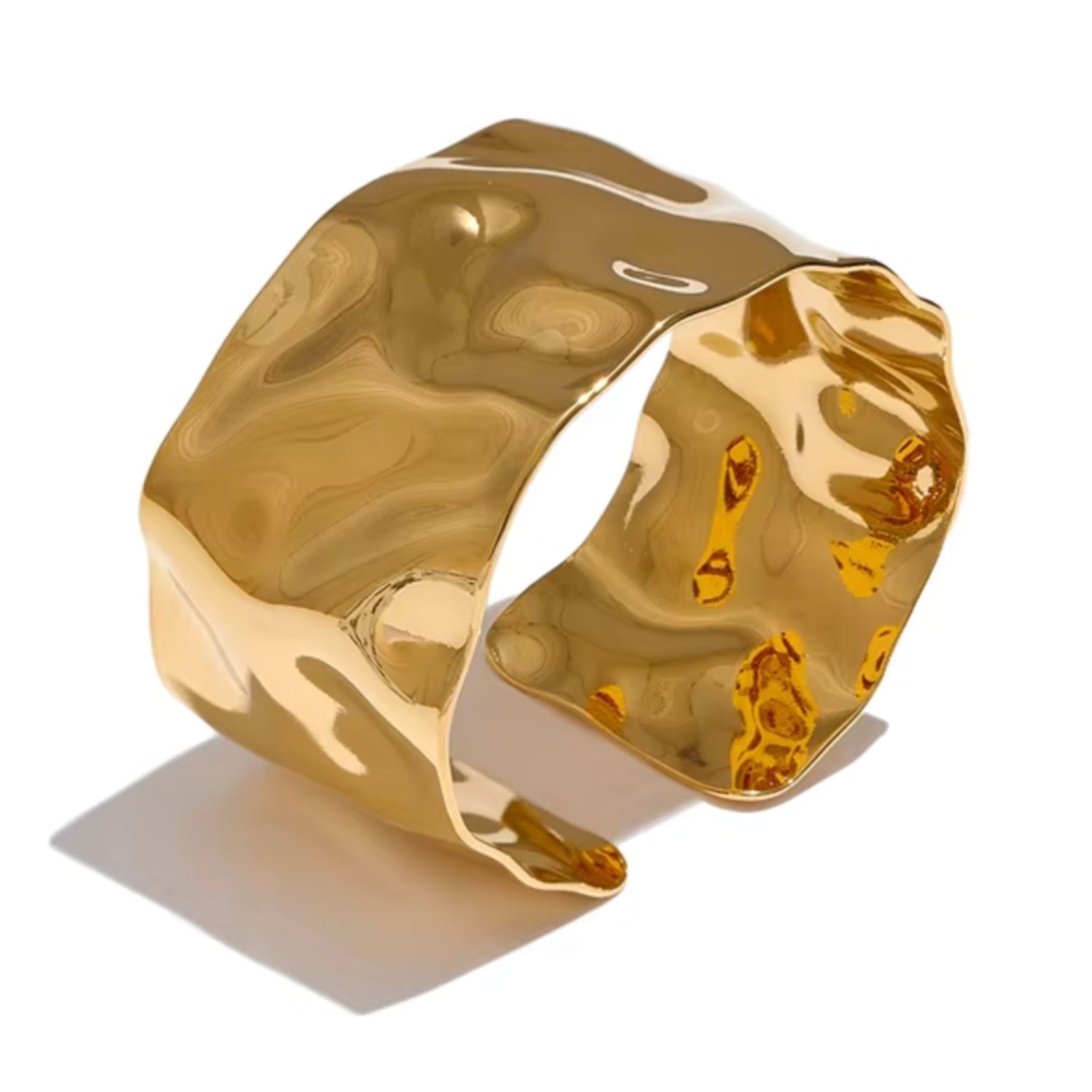 Women's Gold Rhea Hammered Open Cuff Bracelet | Olivia Le