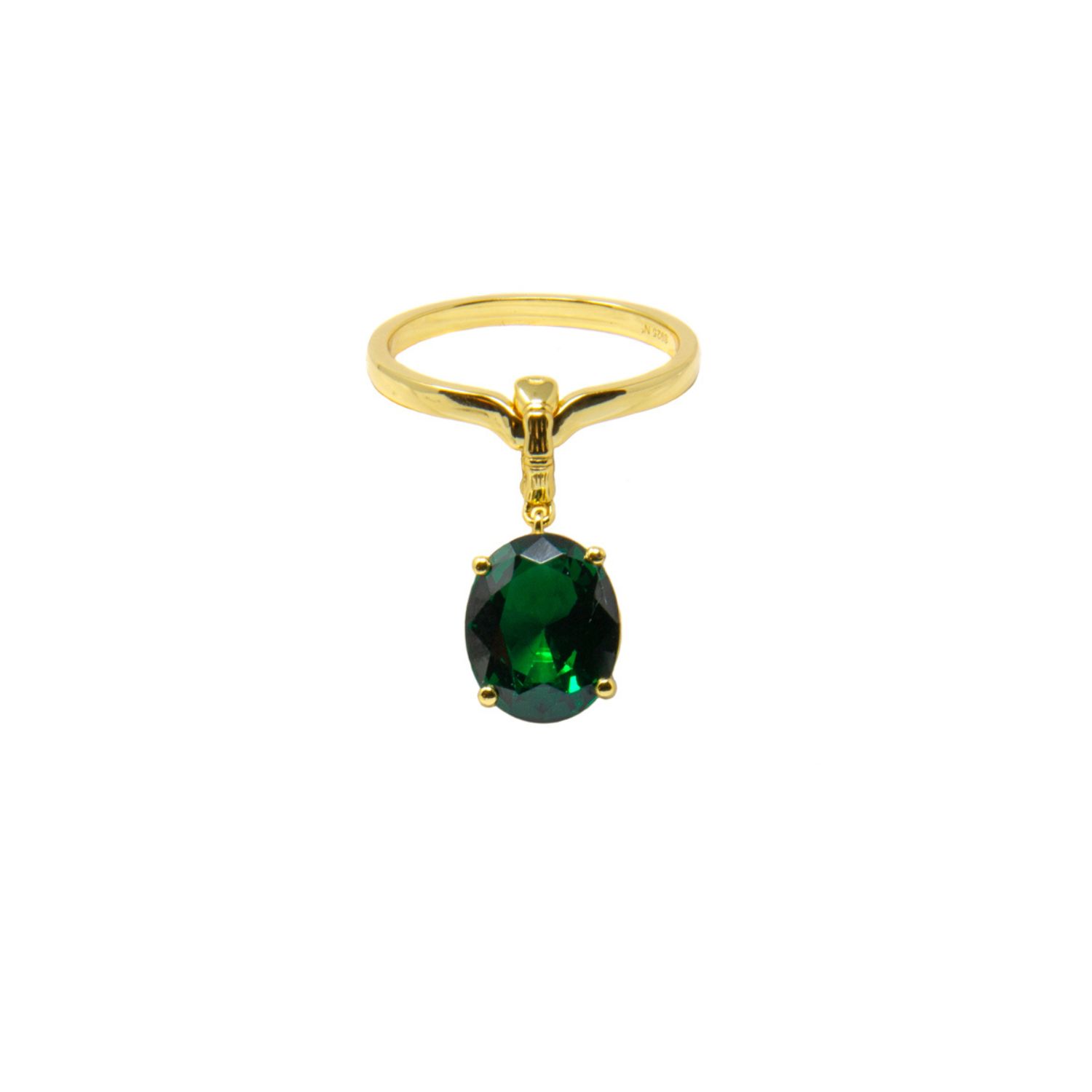 Nasi Silver Women's Crystalis Dancer Ring- Green Spinel, Gold In Gold